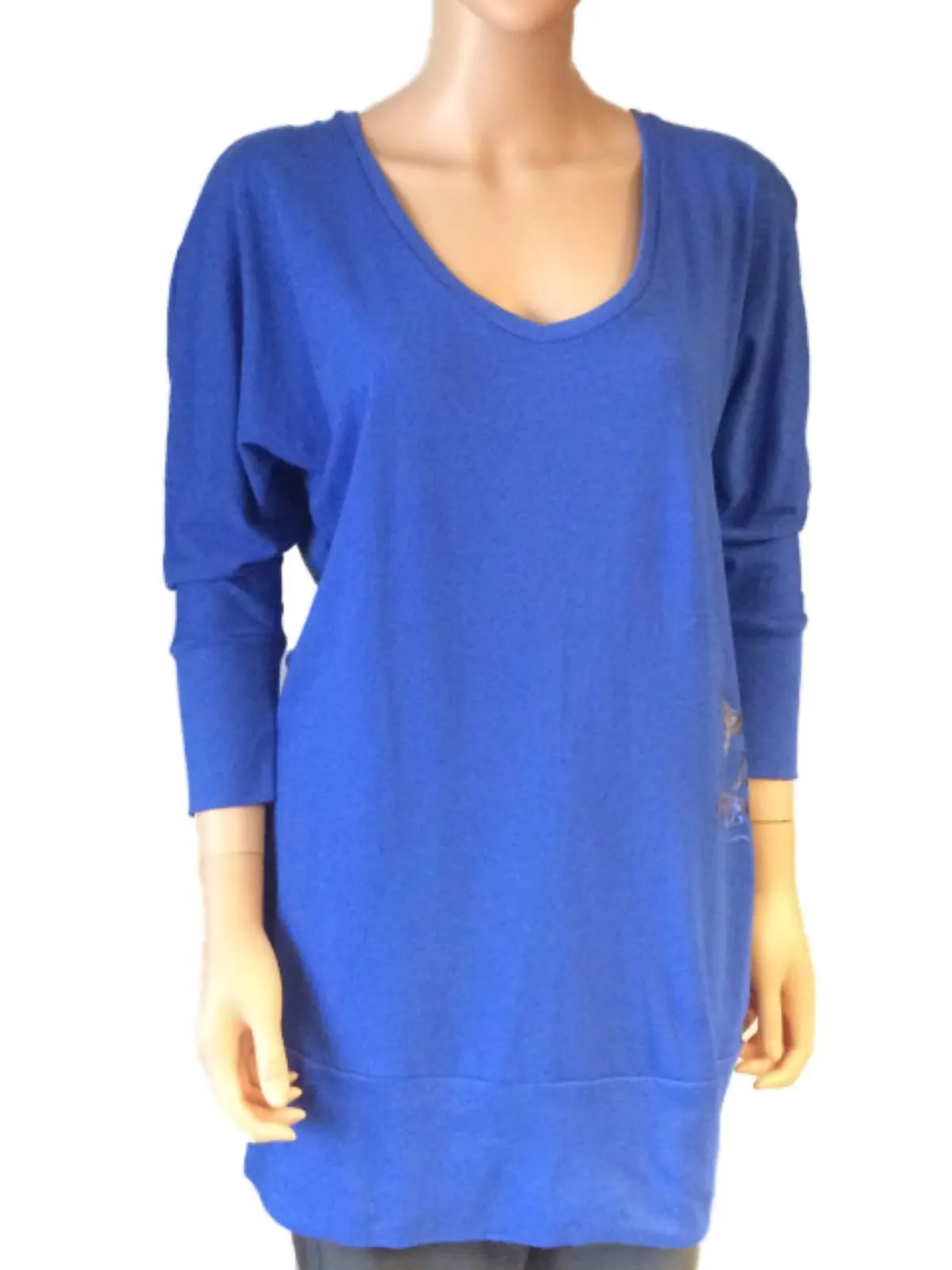 Kansas Jayhawks Meesh & Mia Women Blue V-Neck 3/4 Sleeve Banded Dress