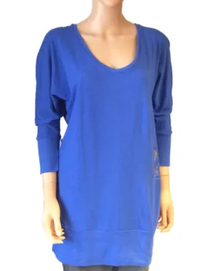 Kansas Jayhawks Meesh & Mia Women Blue V-Neck 3/4 Sleeve Banded Dress