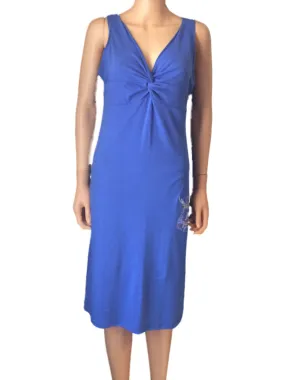 Kansas Jayhawks Meesh & Mia Women Blue V-Neck Sleeveless Calf-Length Dress