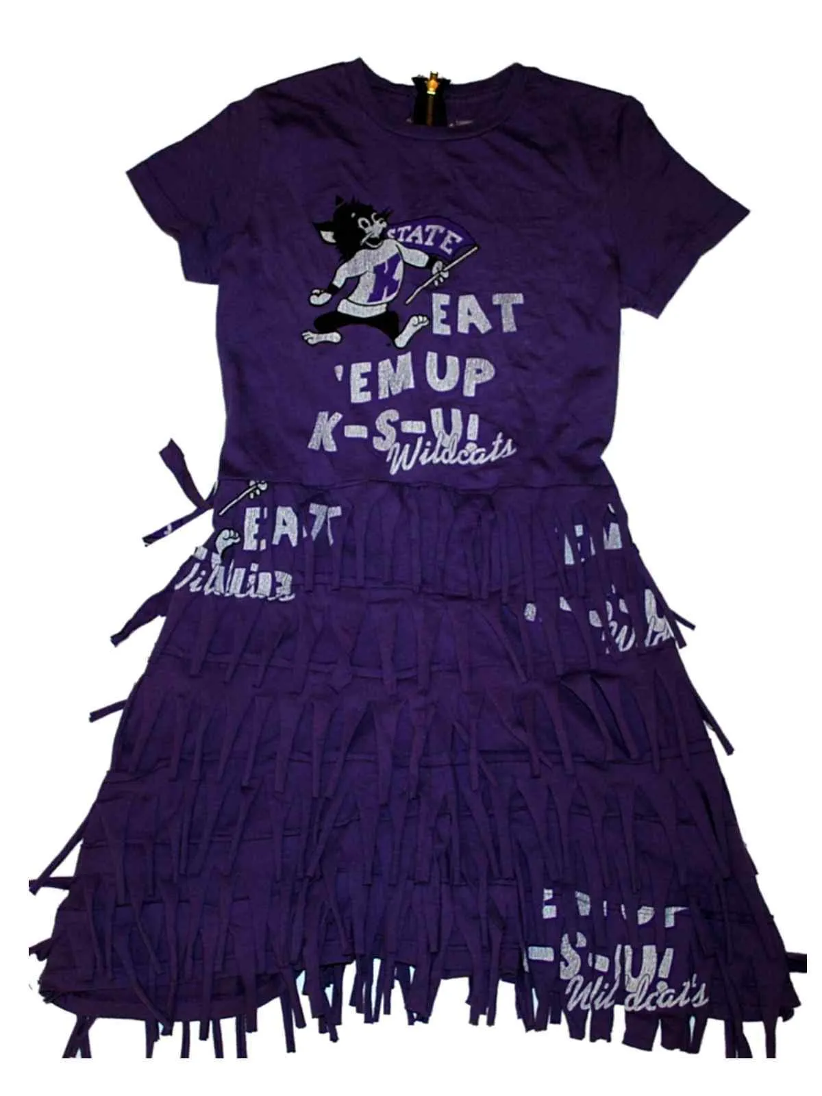 Kansas State Wildcats Women's Distant Replays Fringed T-Shirt Dress (XS)