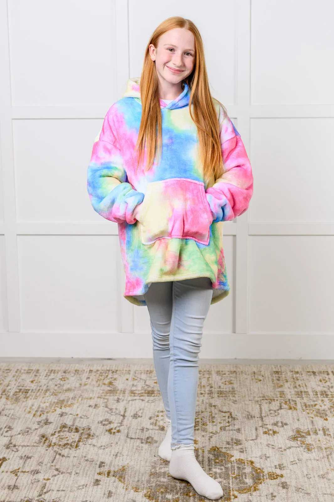 Kids Oversized Hoodie Blanket in Rainbow - 12/6