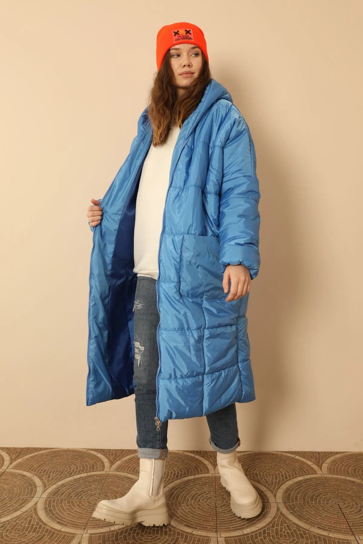 KKT  Long Sleeve Oversize Women Coat-Blue - Speyer