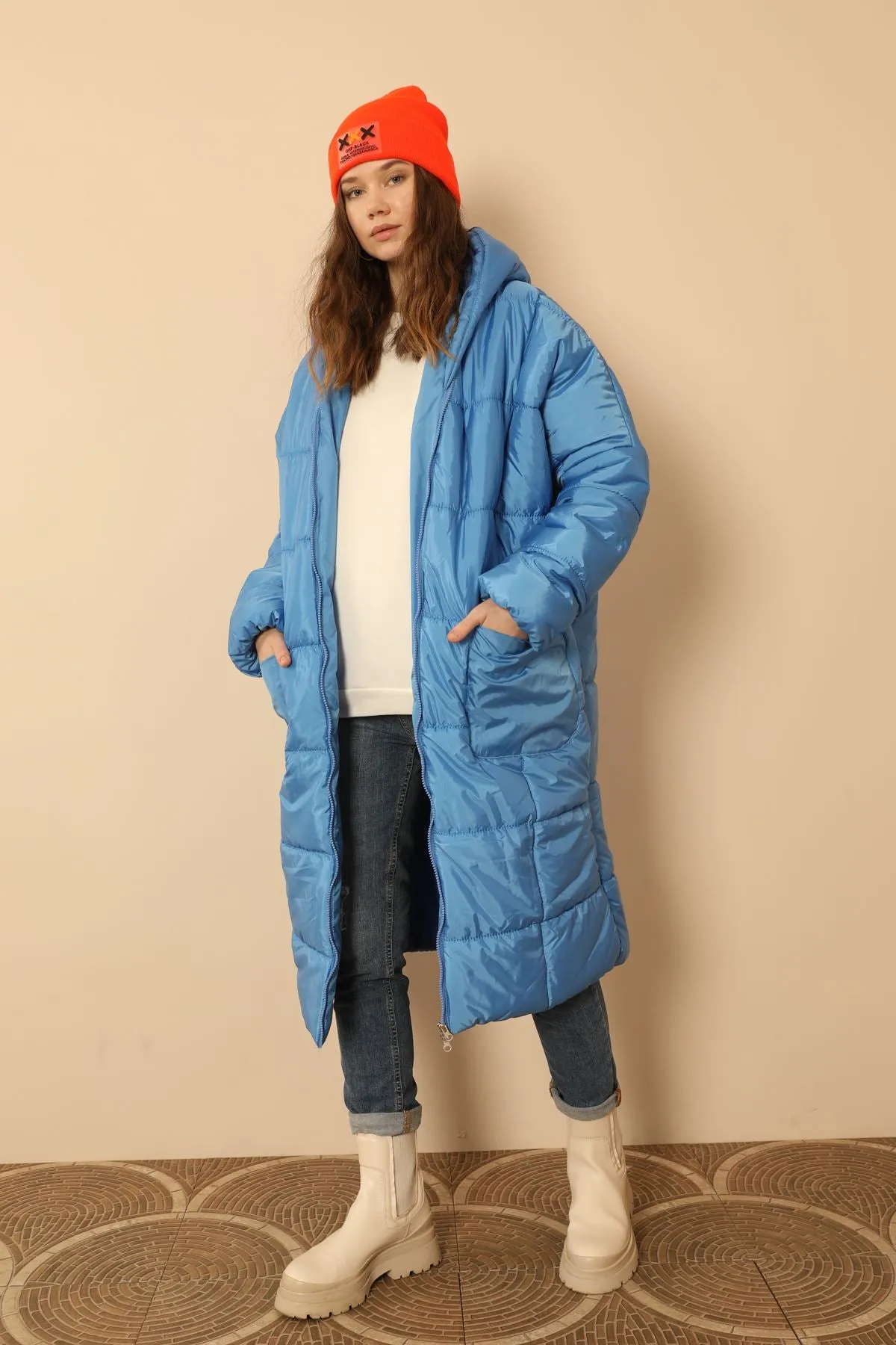 KKT  Long Sleeve Oversize Women Coat-Blue - Speyer