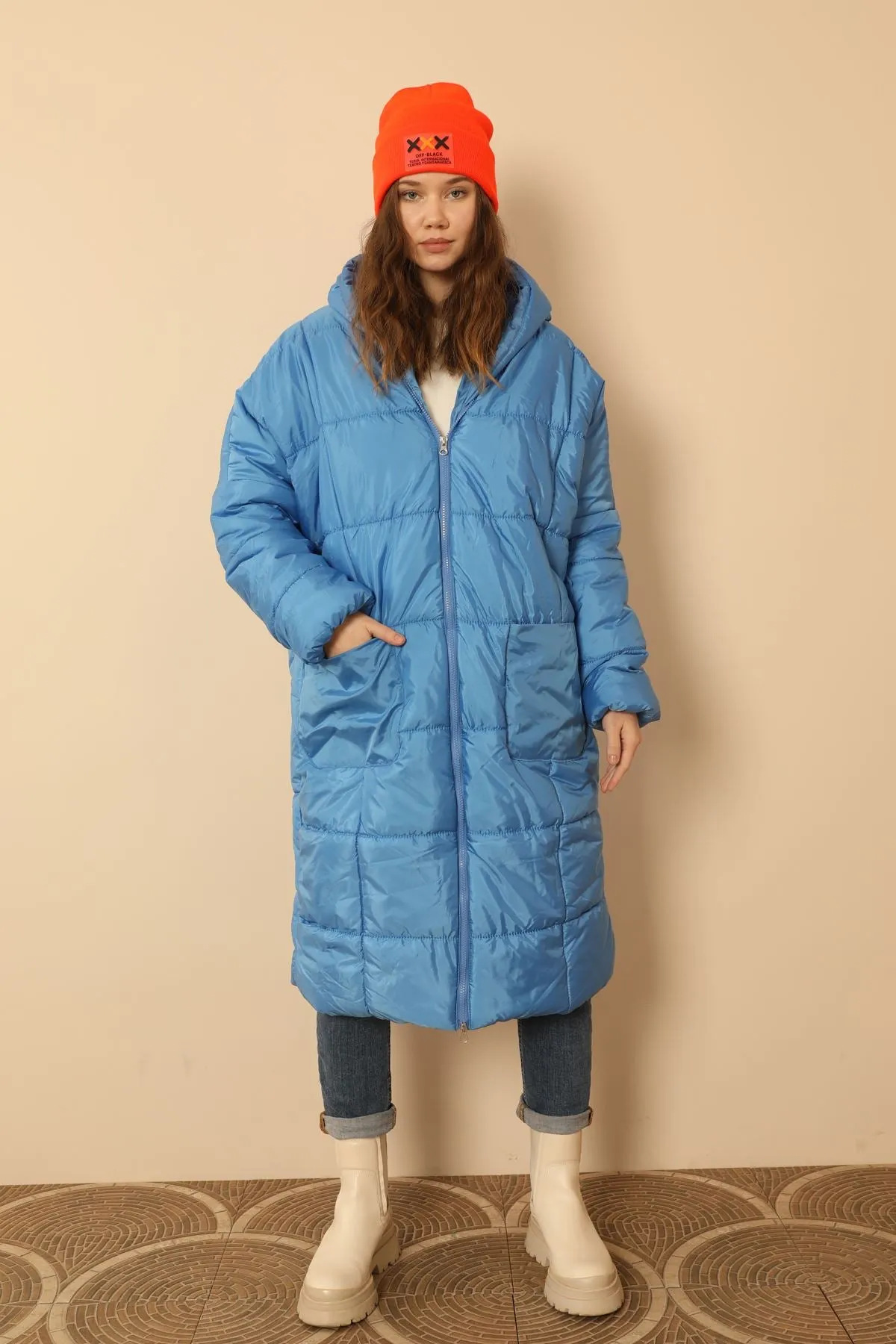 KKT  Long Sleeve Oversize Women Coat-Blue - Speyer