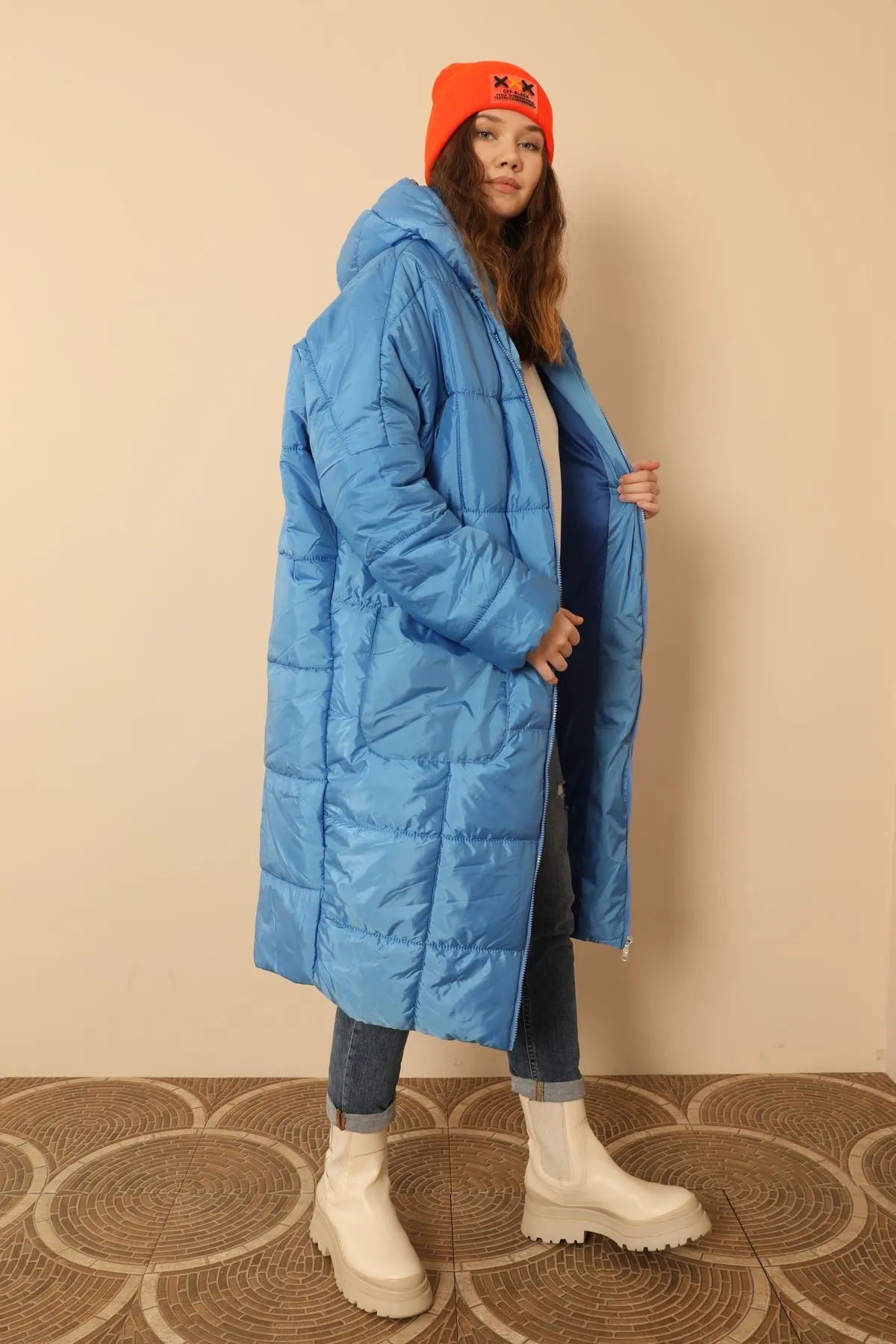 KKT  Long Sleeve Oversize Women Coat-Blue - Speyer
