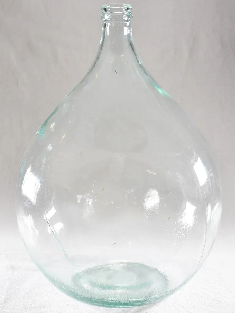 Large antique glass demijohn bottle - blue / green 22"