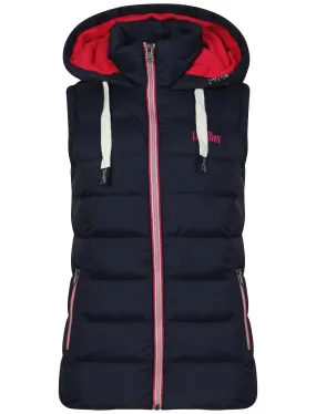 Lottie Fleece Lined Gilet In Peacoat and Bright Rose - Tokyo Laundry