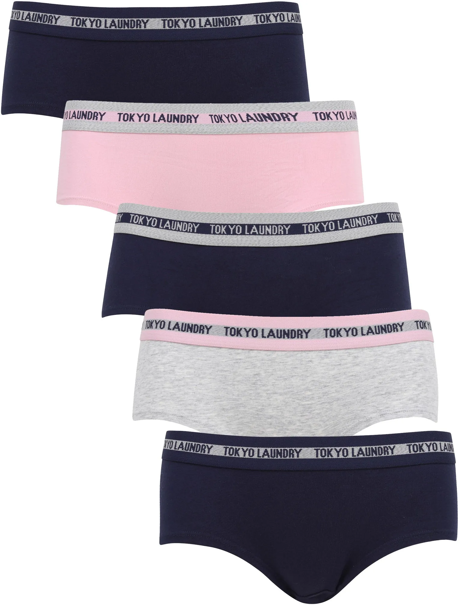 Lou 2 (5 Pack) Assorted Hipster Briefs In Peacoat / Pink Nectar / Light Grey Marl - Tokyo Laundry