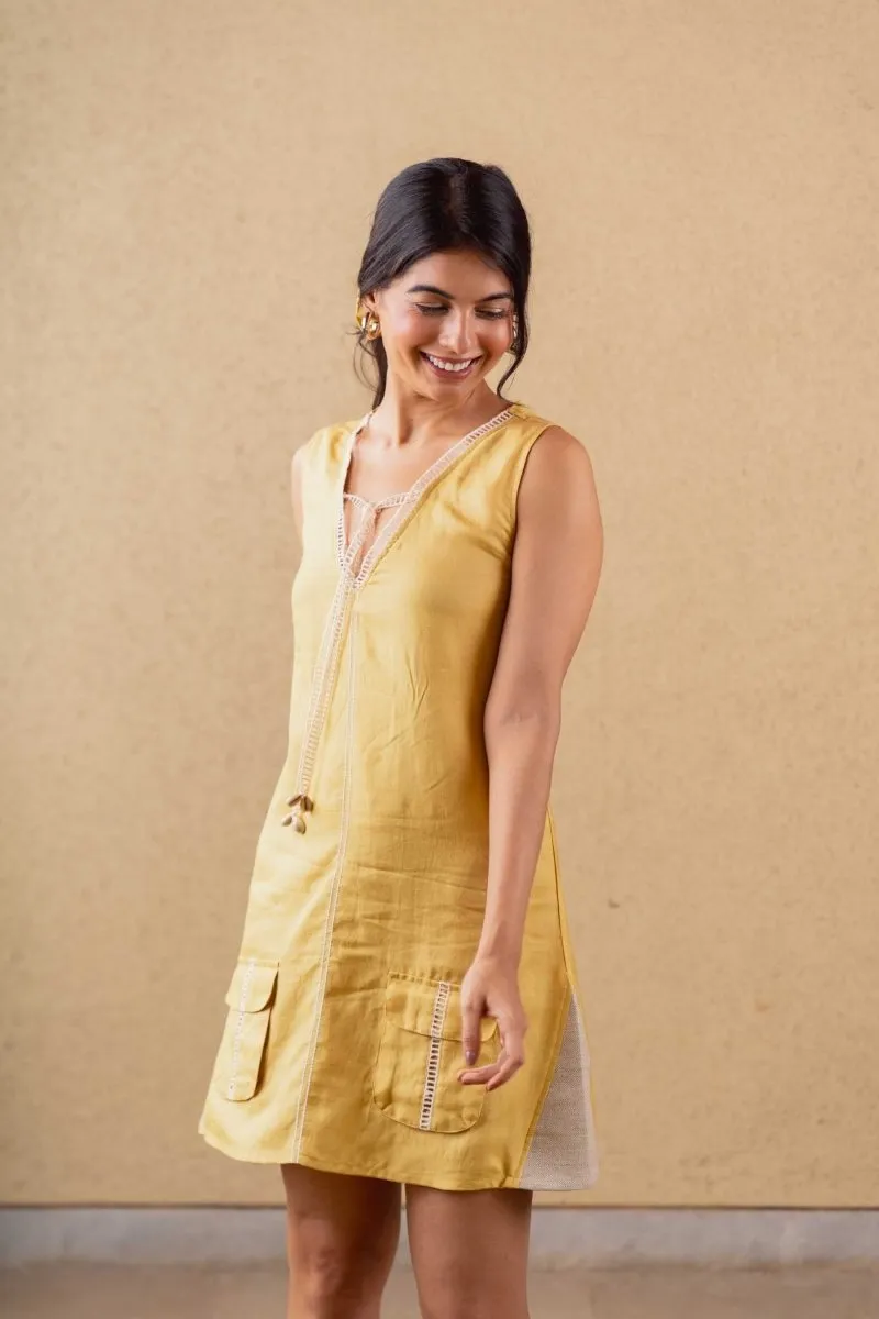 Lush Reversible Dress - Mustard - Hemp Tencel
