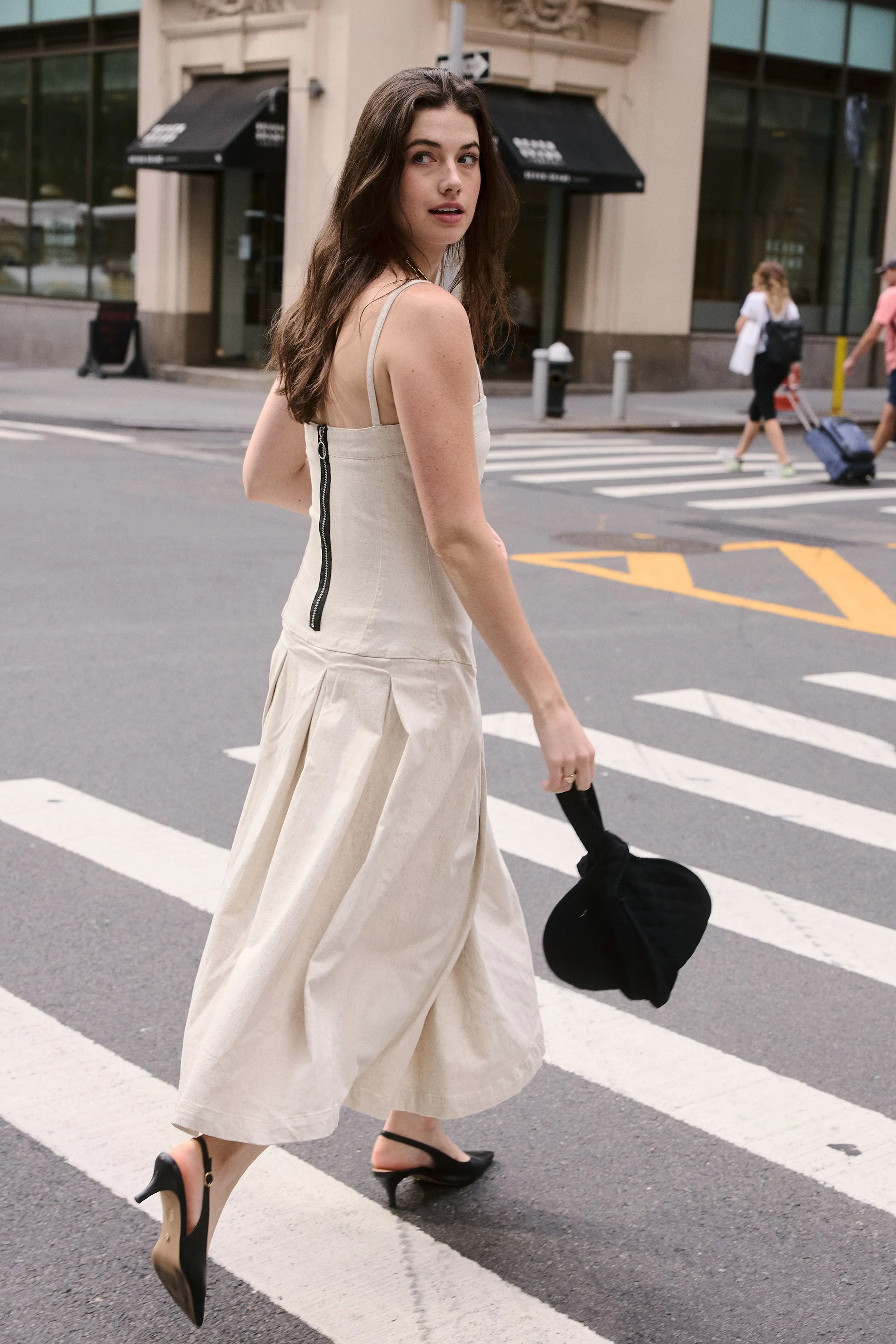 Maddie Dress in Ecru Denim
