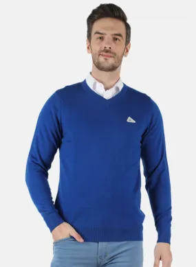 Men Royal Blue Solid Pullover
