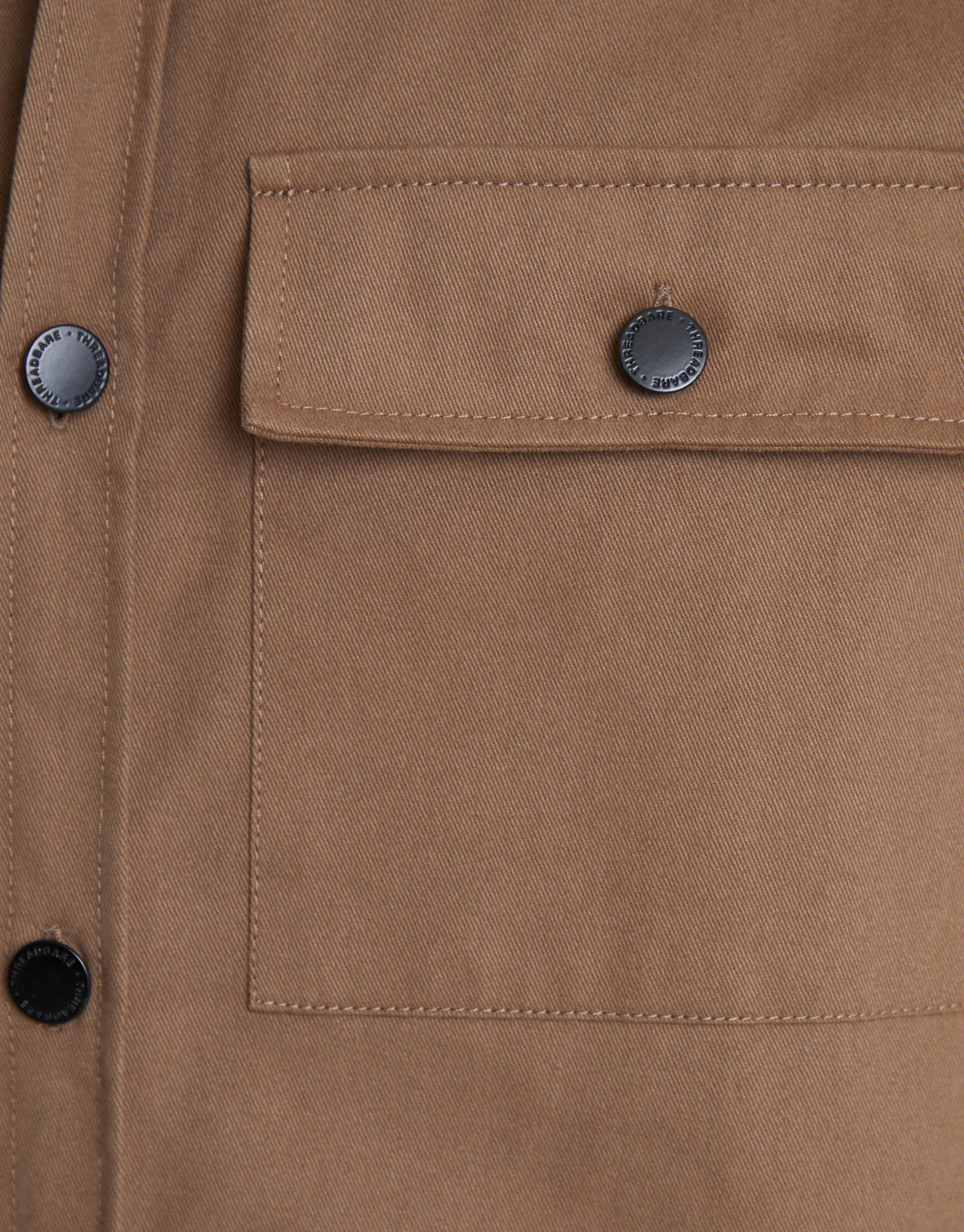 Men's Brown Cotton Twill Button Up Shacket