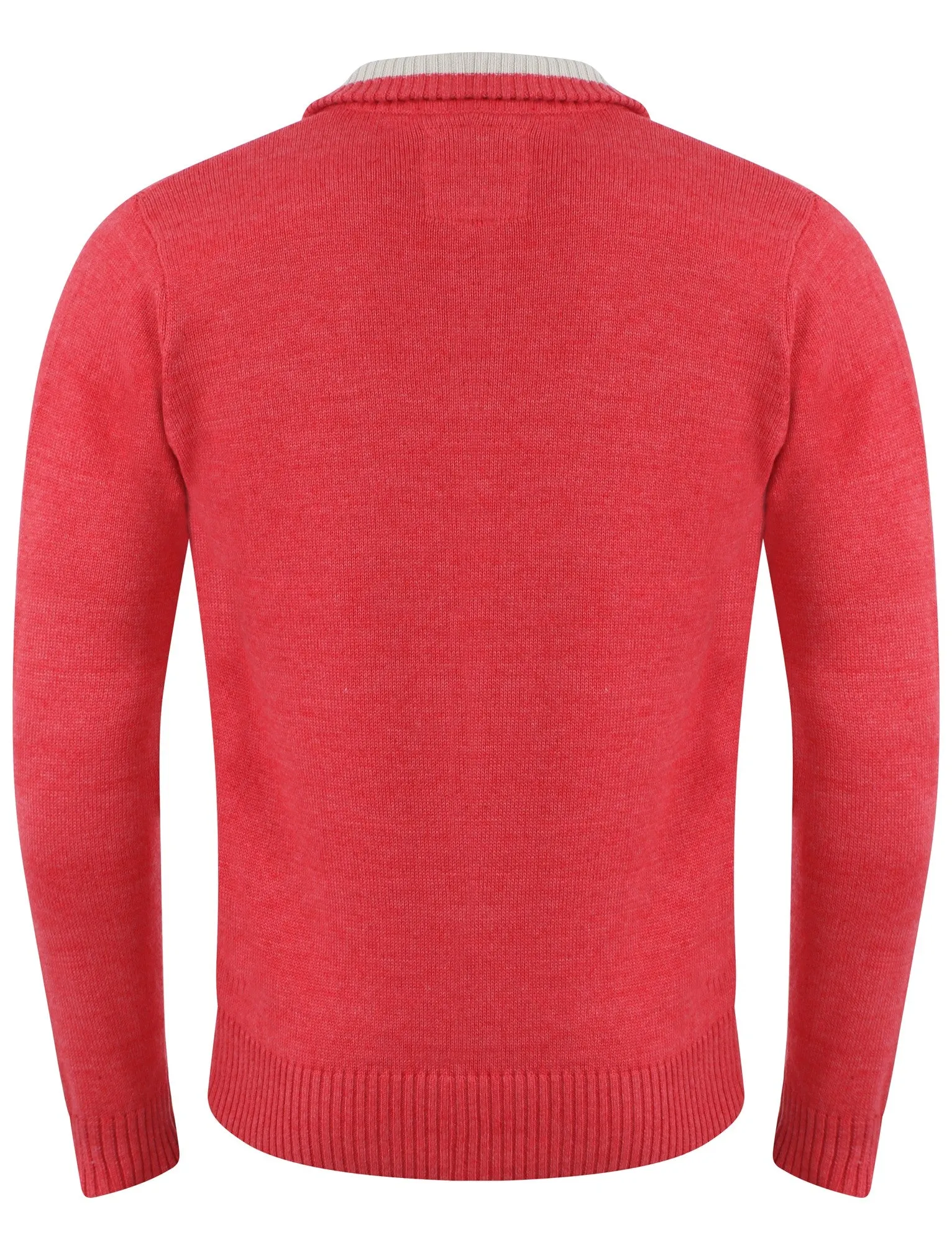 Men's Cotton Rich Zip Sweater in Salmon