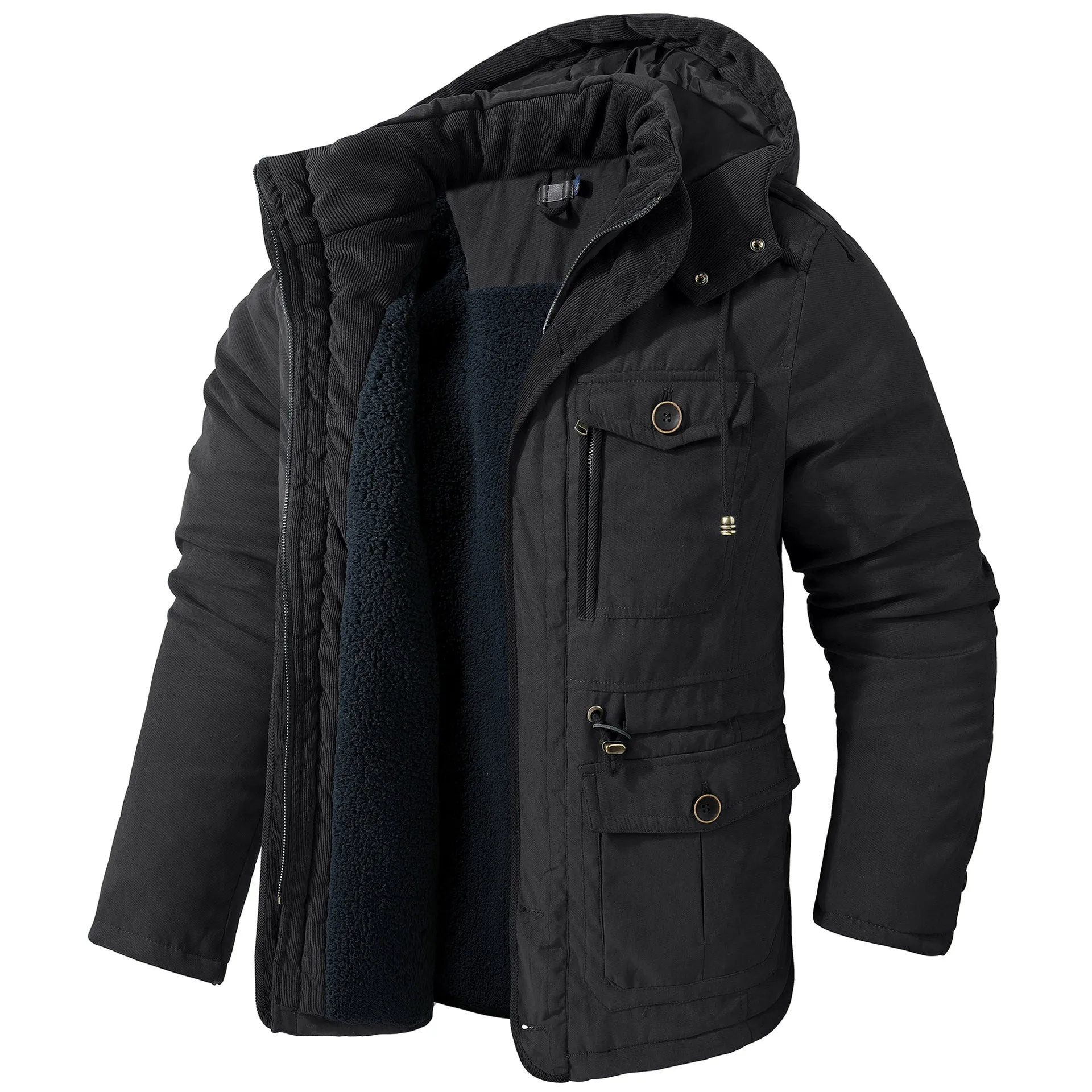 Men's Winter Thick Windproof Sherpa Lined Jacket