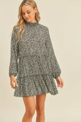 Mock Neck Tiered Dress