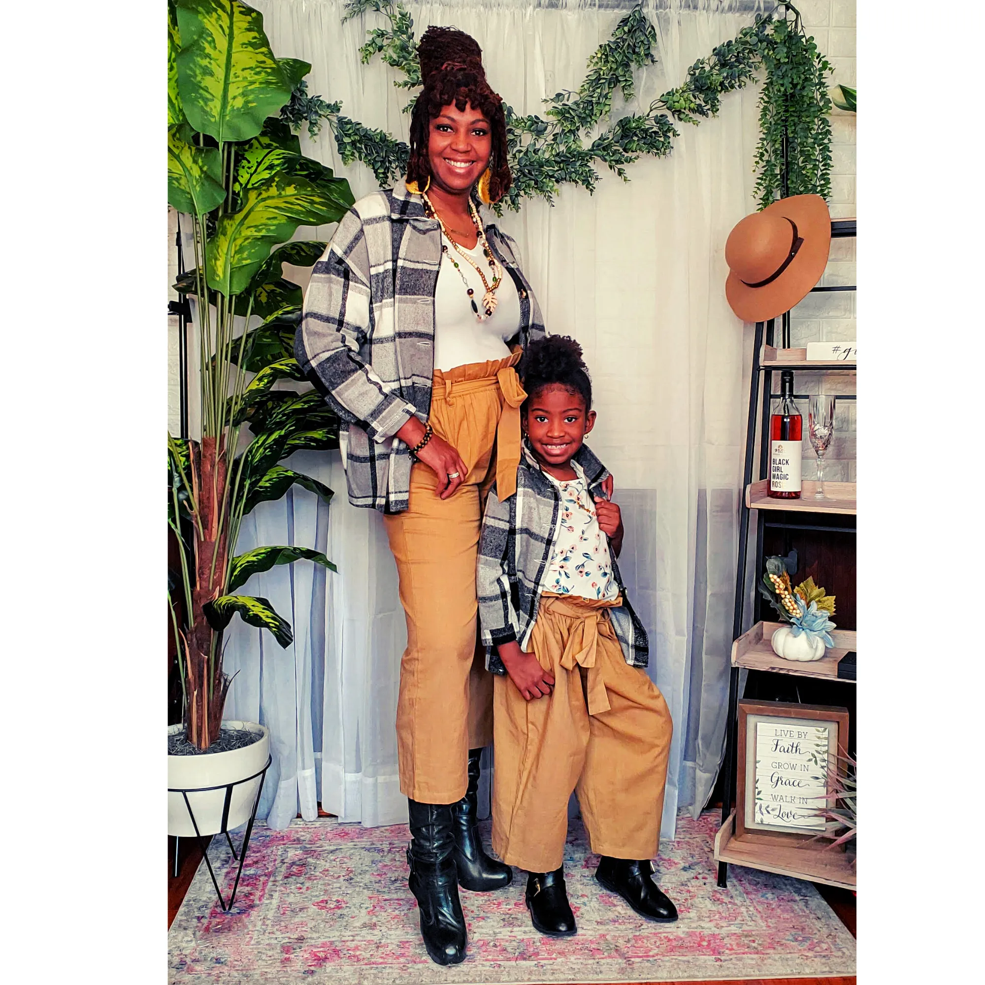 Mom and Me Plaid Shacket - Black and White