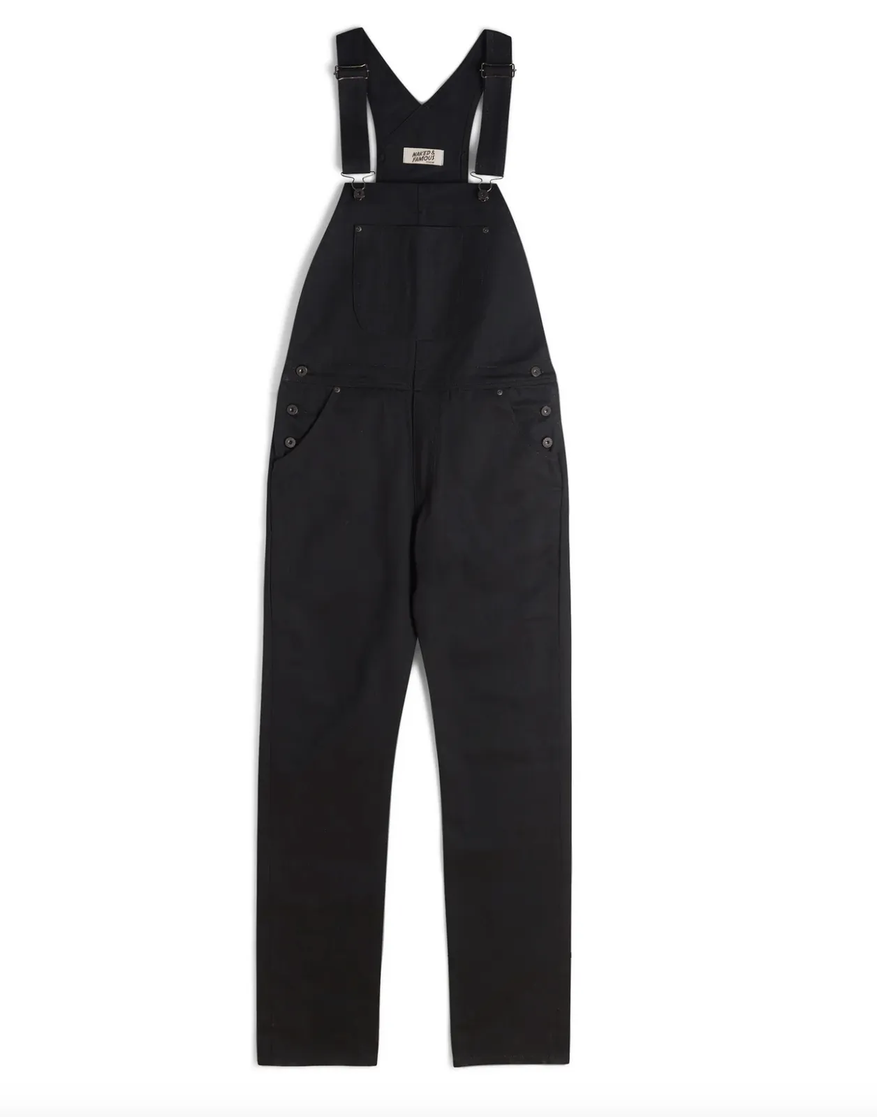 Naked & Famous Weirdguy Overall - Black Solid Selvedge Denim
