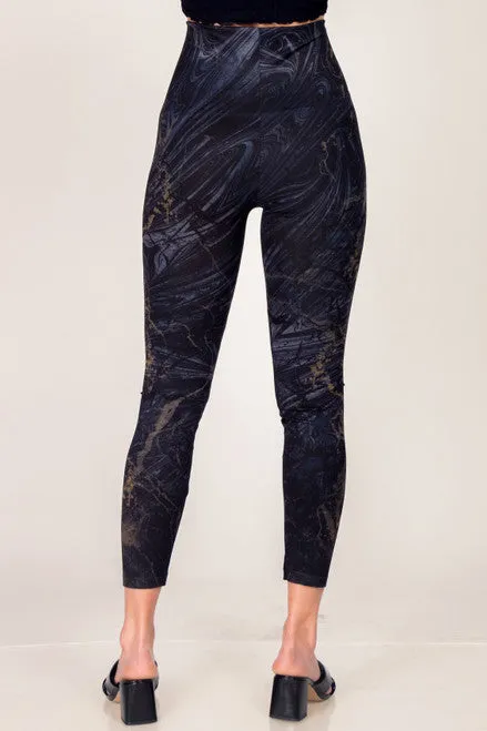 Navy Swirl with Gold Full Length Legging