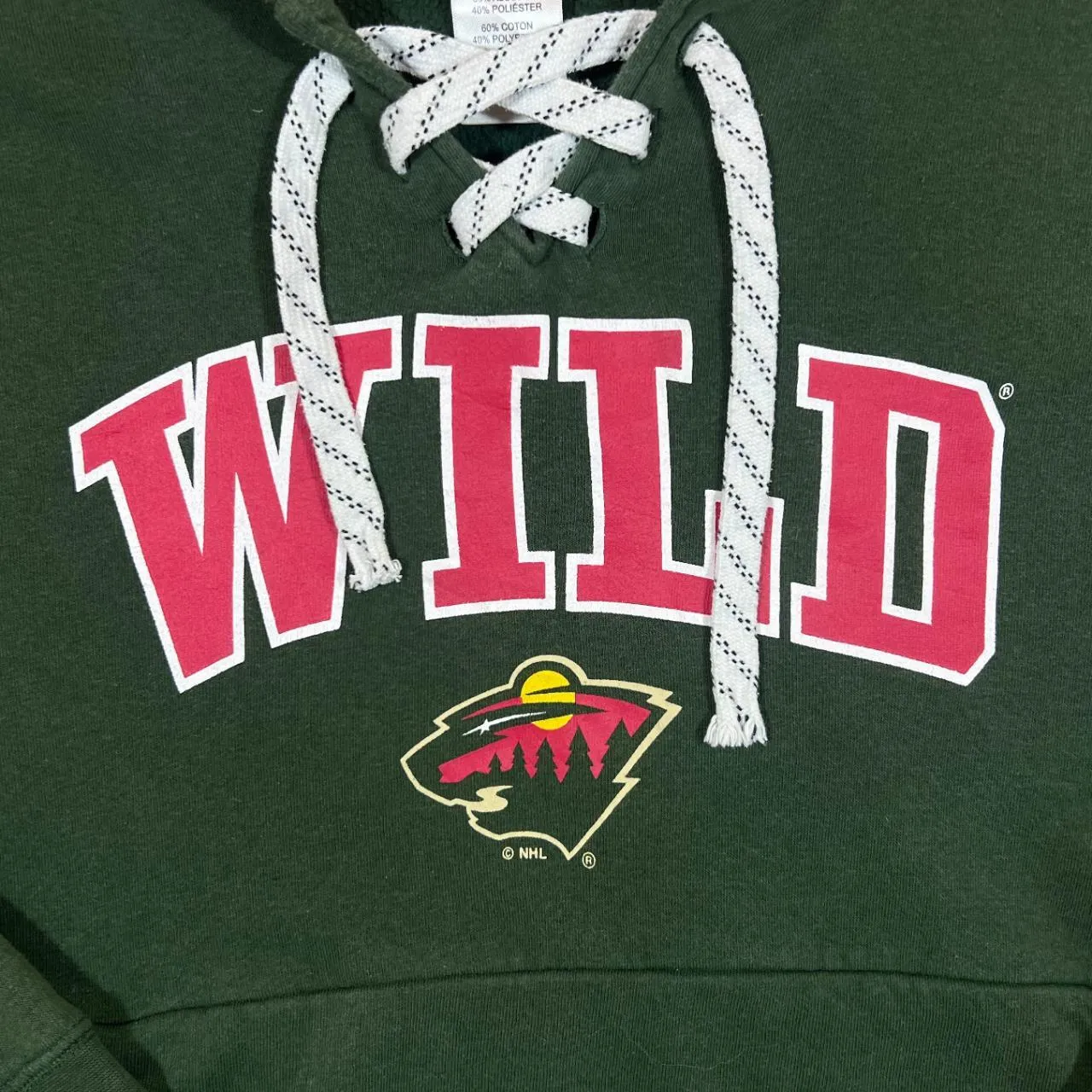 NHL MINNESOTA WILD Ice Hockey Logo Spellout Graphic Pullover Hoodie