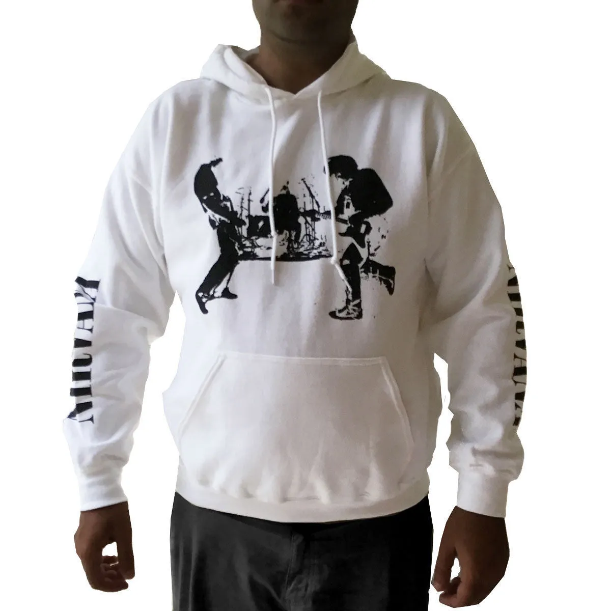 Nirvana White Silhouette Pullover Hooded Sweatshirt