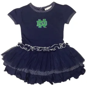 Notre Dame Fighting Irish TFA Toddler Girls Navy Polka Dot One-Piece Tutu Dress