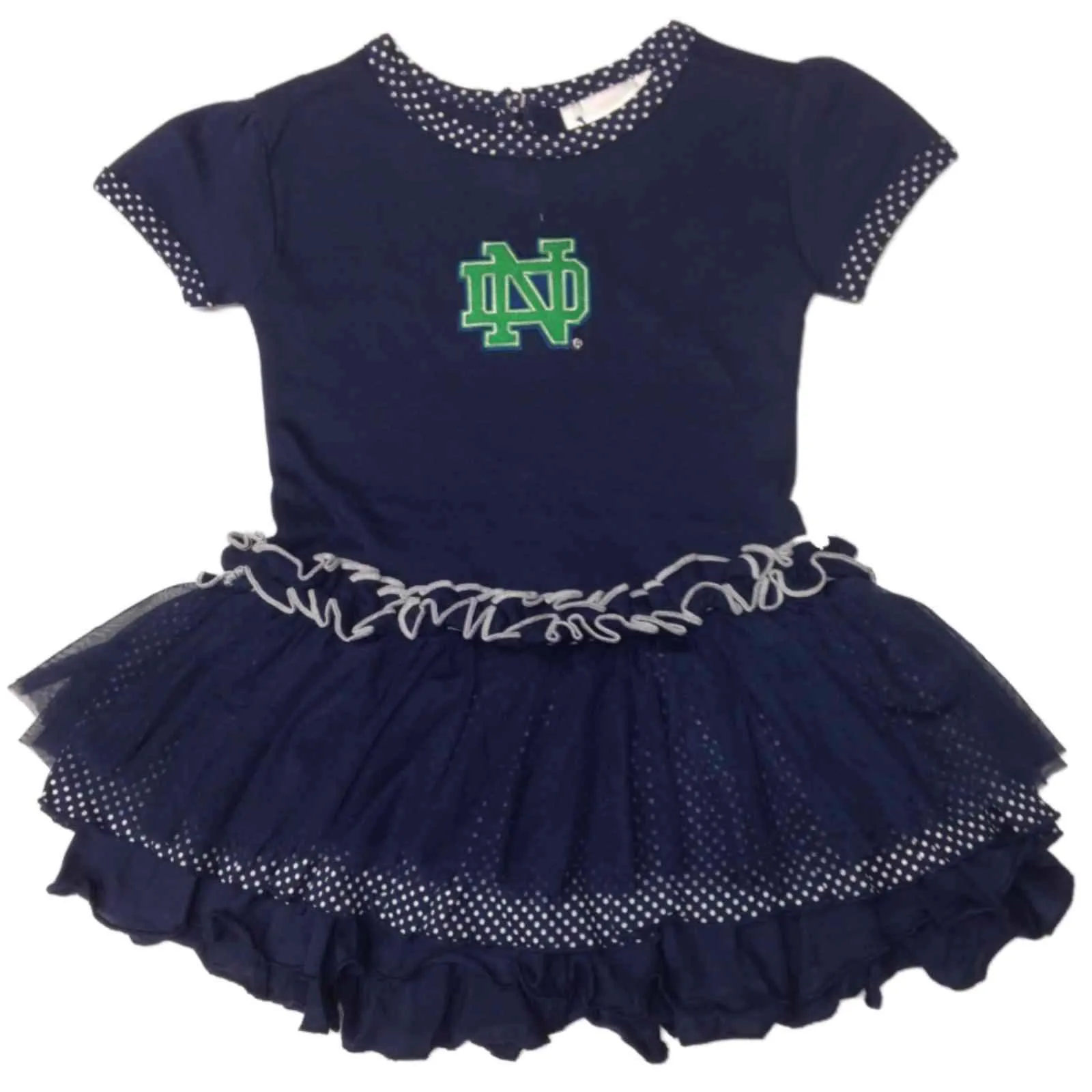 Notre Dame Fighting Irish TFA Toddler Girls Navy Polka Dot One-Piece Tutu Dress