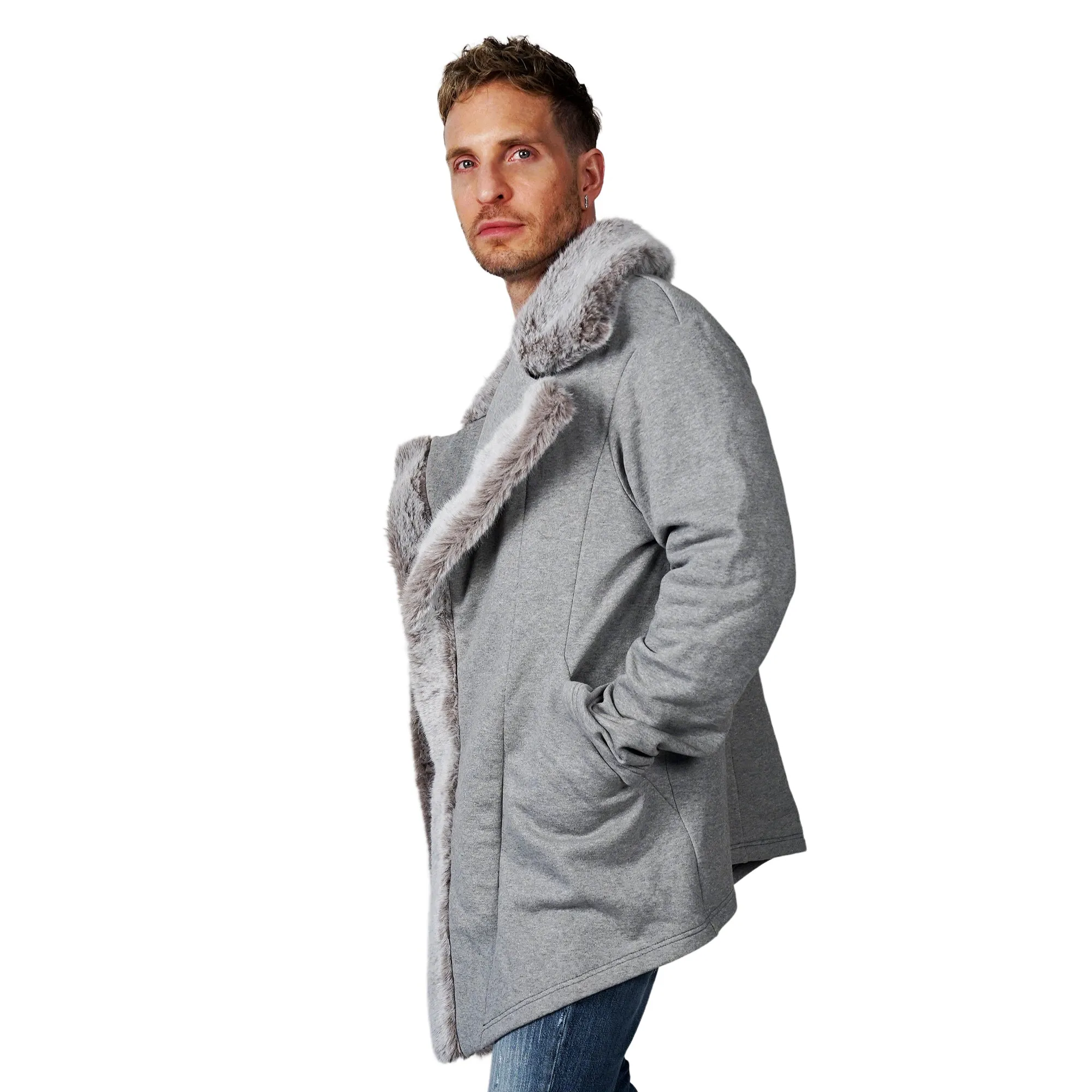 OBELISK - "CHEMIN"  Zipped Knit Grey Cardigan