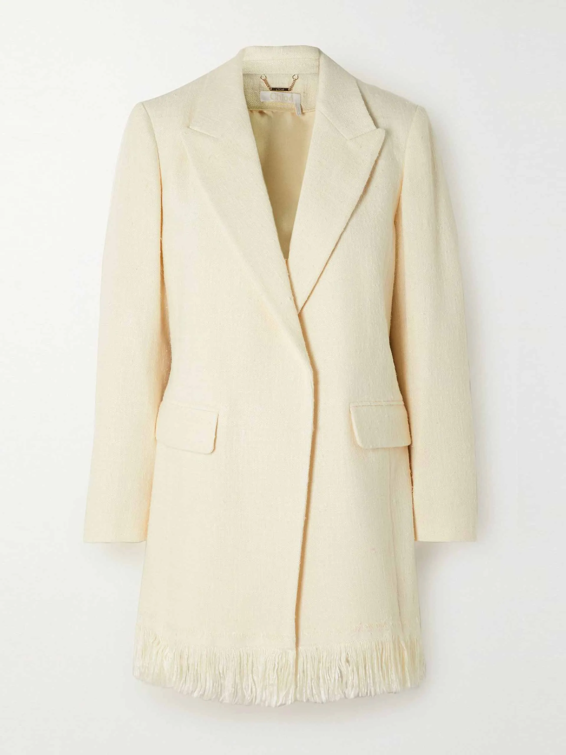 Off-white fringed blazer