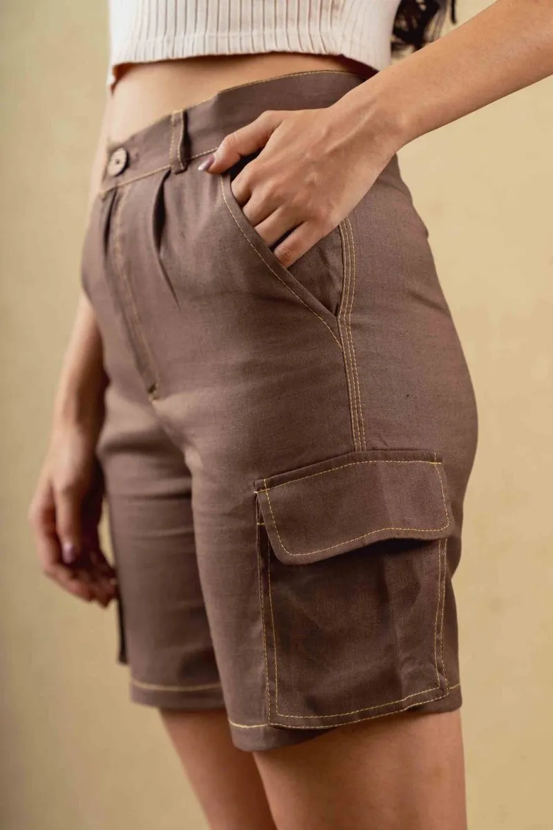 Orchid Shorts - Brown - Hemp Tencel