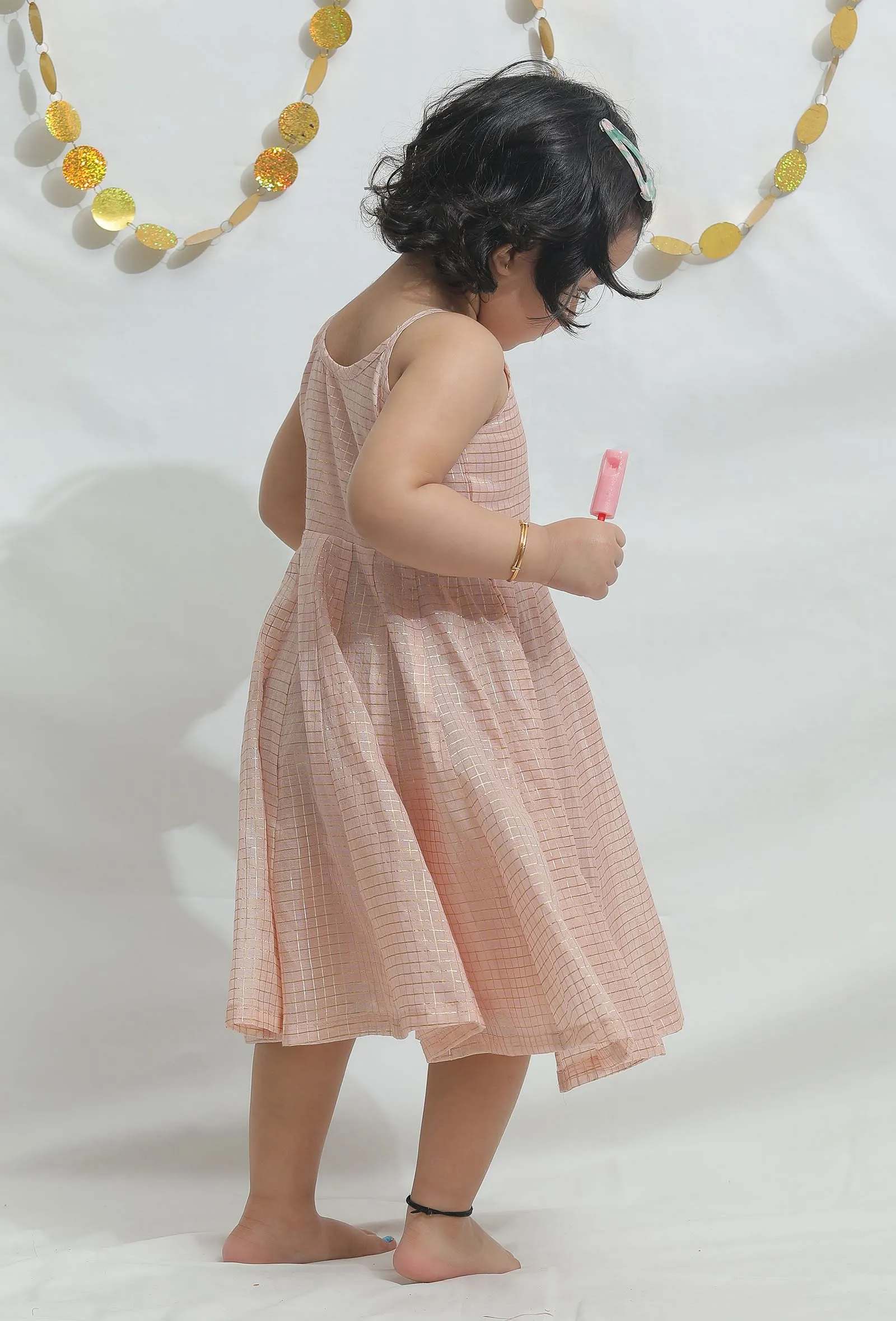 Peach Pink Chanderi Dress