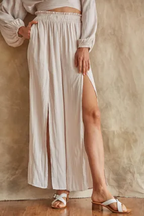 Phoebe Satin-Slit Pants