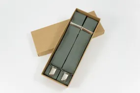 PINE color Y-back wedding suspenders for groomsmen and groom - Pine linen braces for men and boys