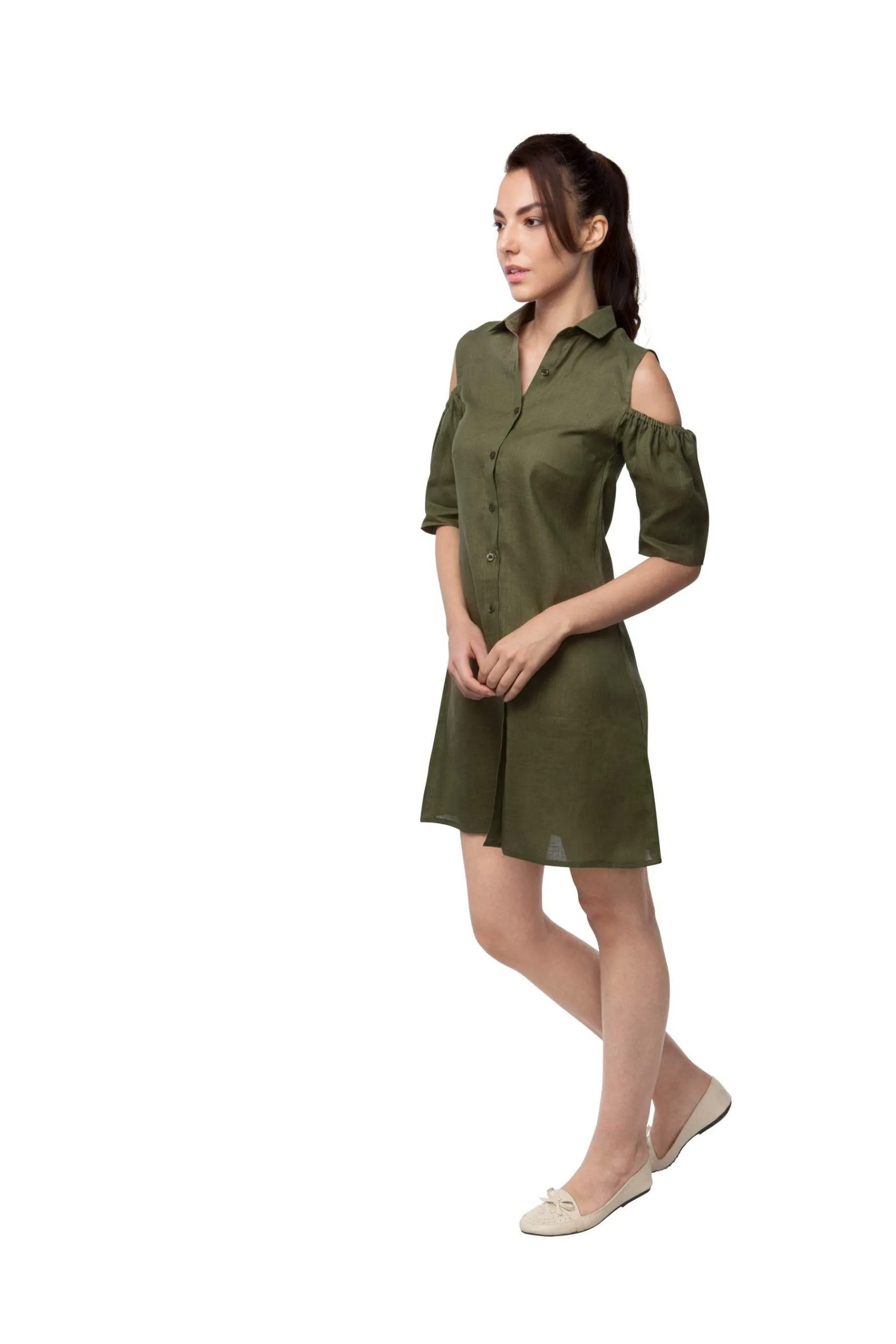 Pine Sleeve Cut Out Dress