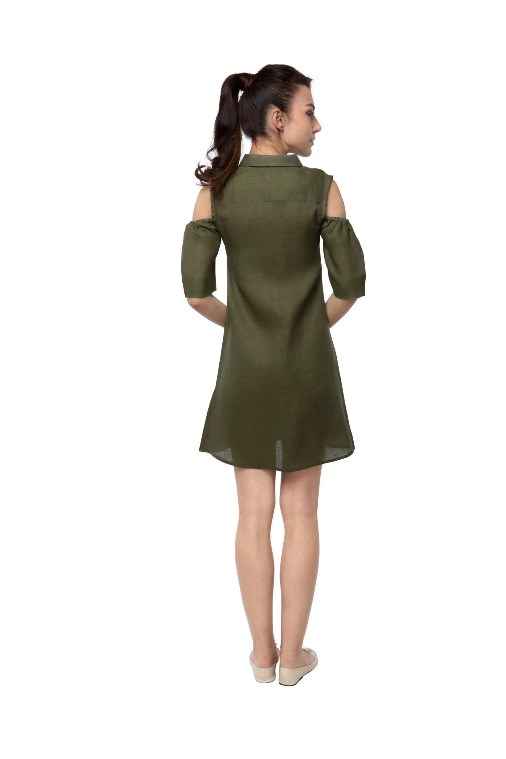 Pine Sleeve Cut Out Dress