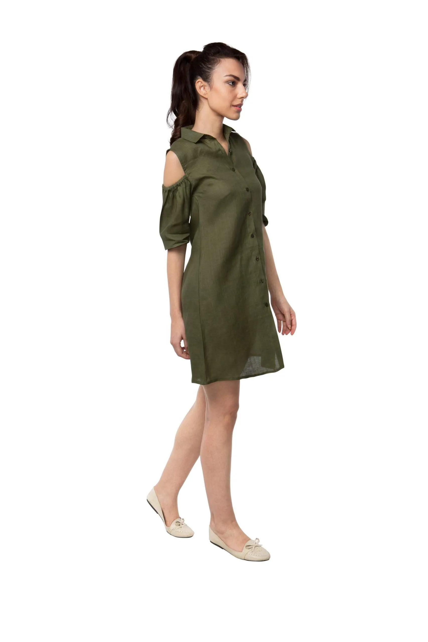 Pine Sleeve Cut Out Dress