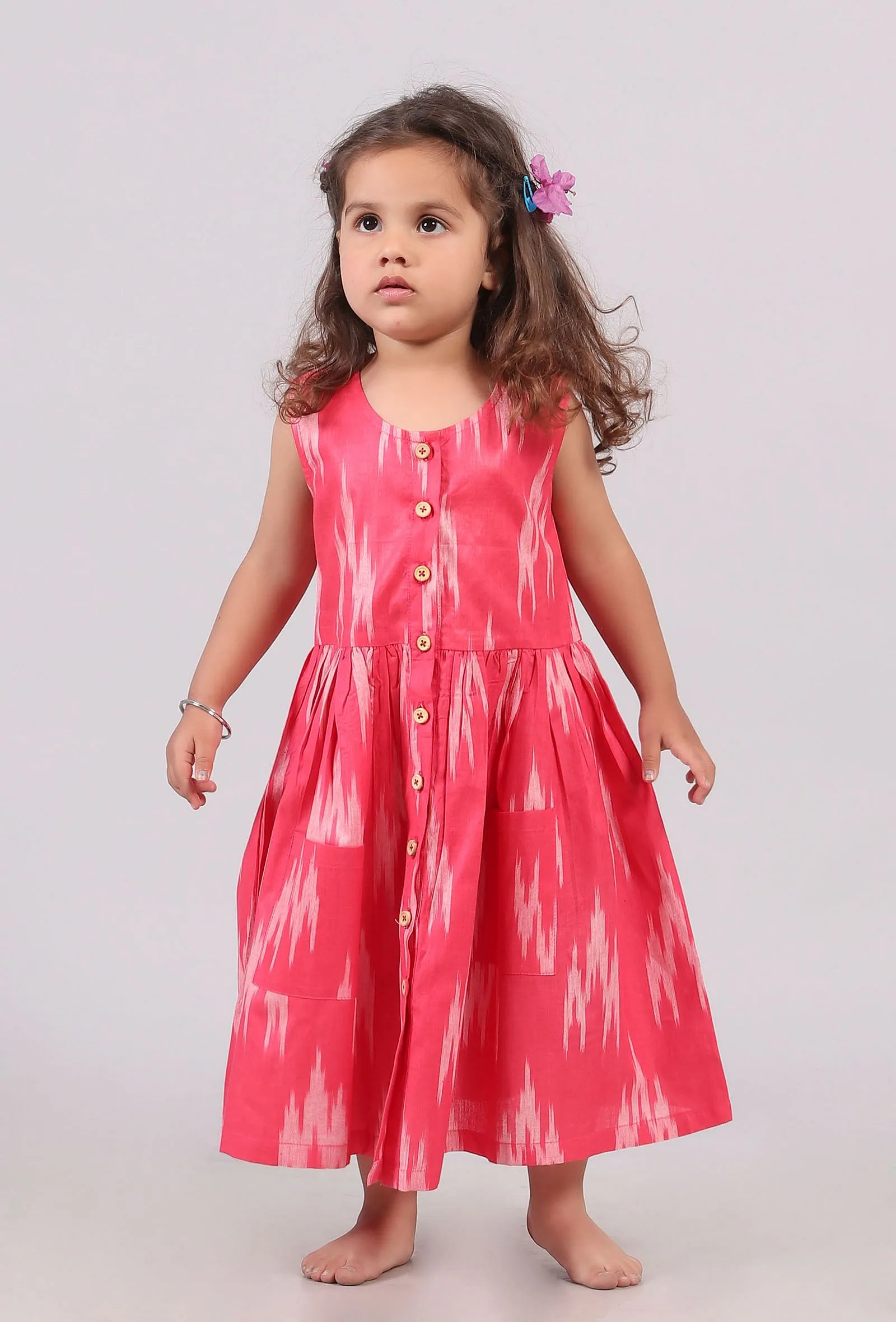 Pink Ikat Flared Dress