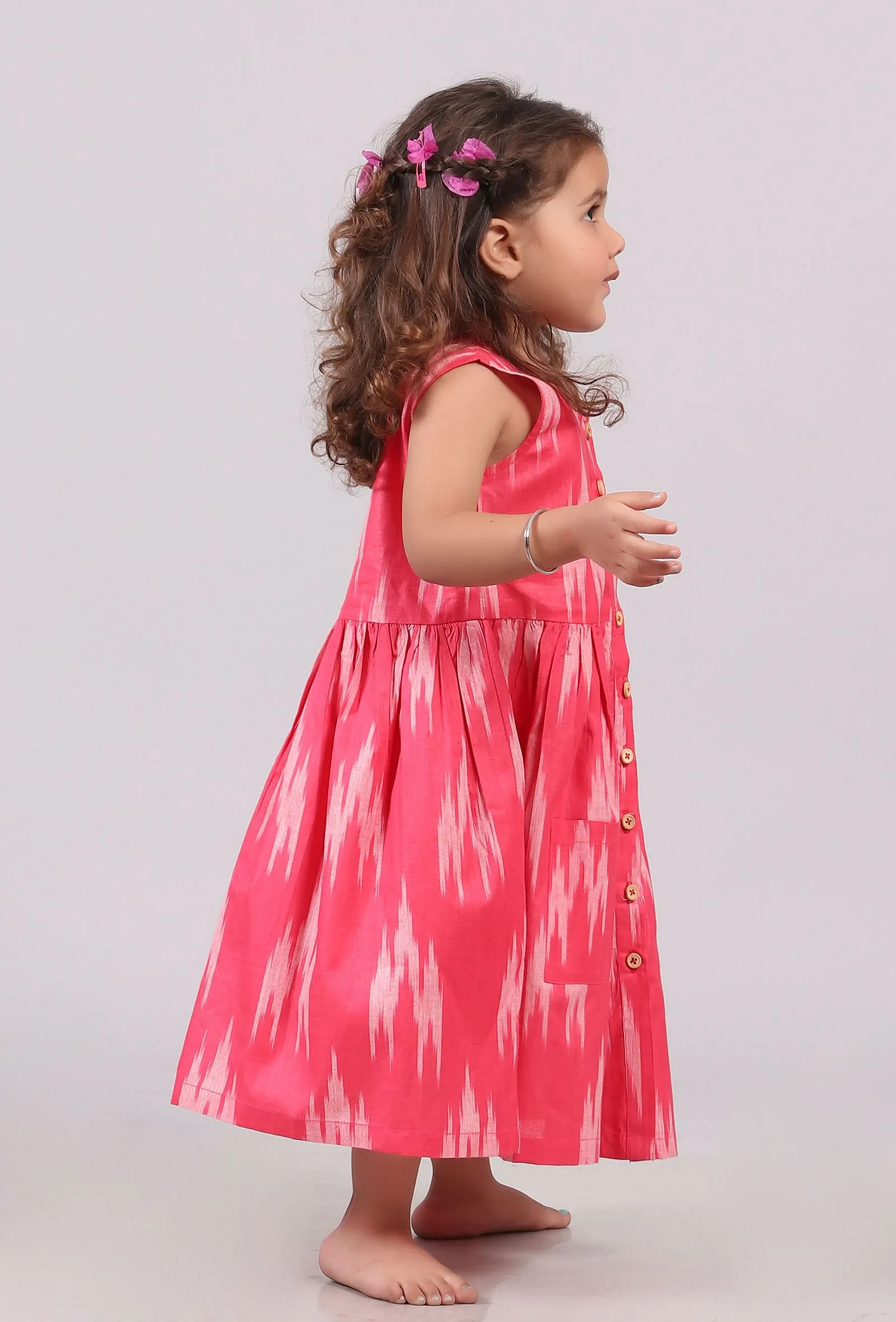Pink Ikat Flared Dress