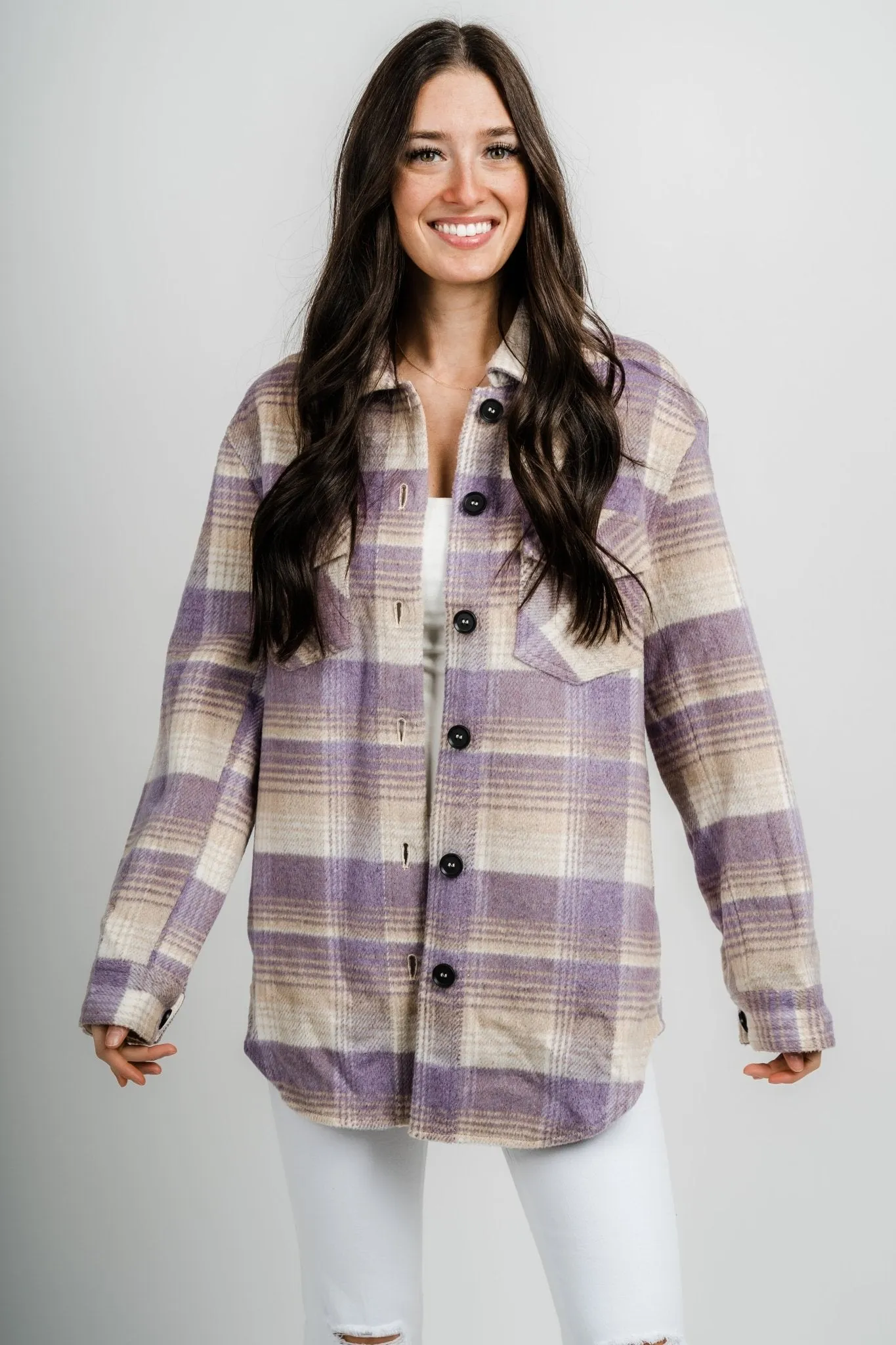 Plaid shacket lavender
