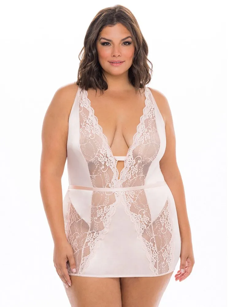 Plus Size Noah Satin & Lace Babydoll