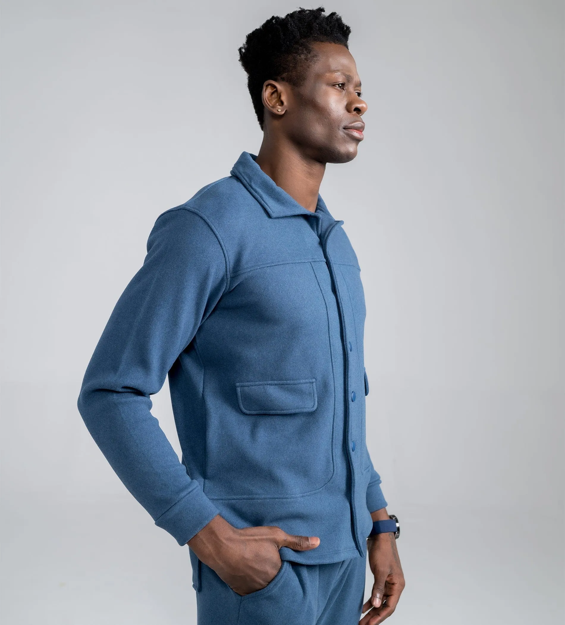 Plush Blue bonded Shacket