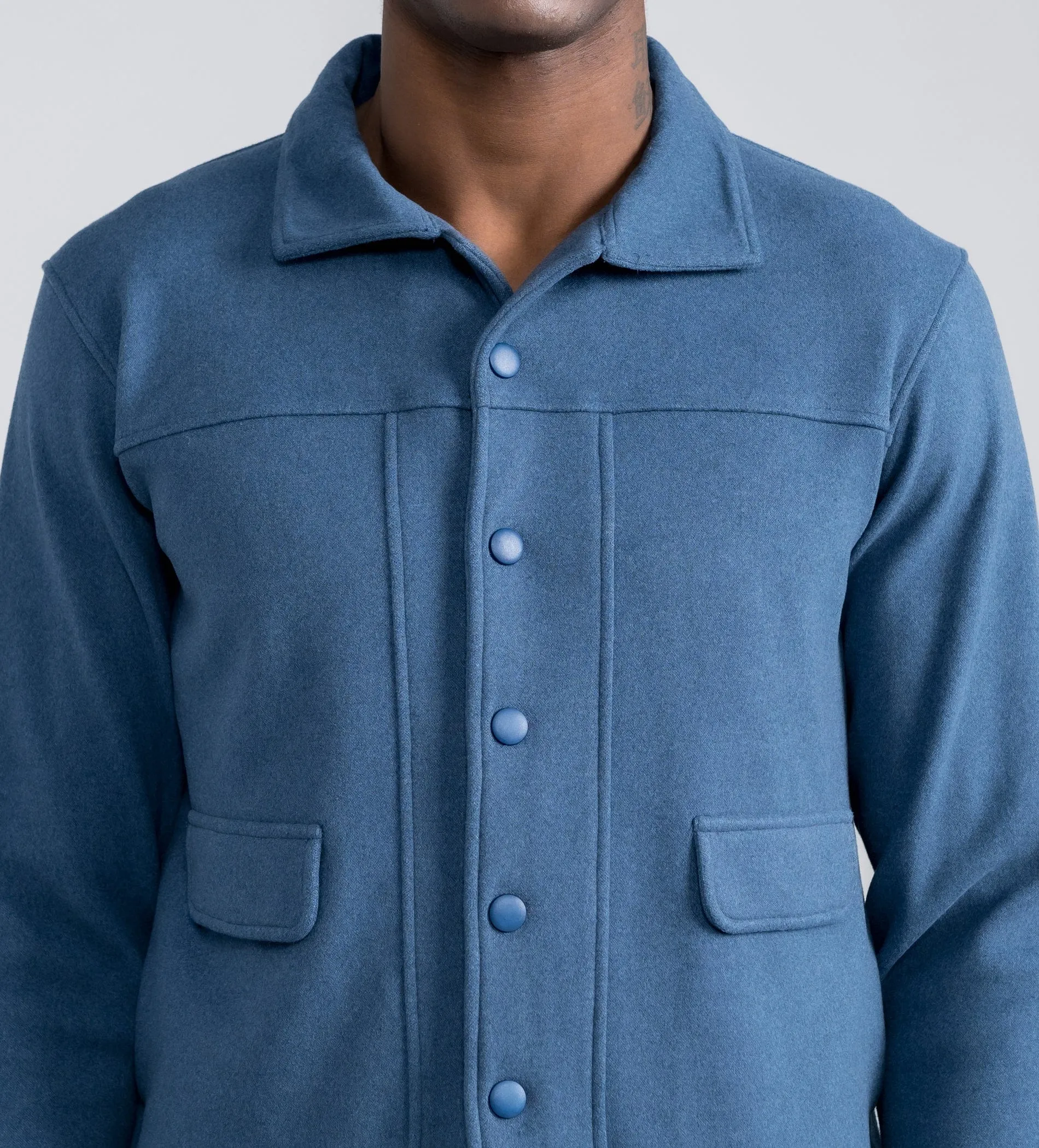 Plush Blue bonded Shacket