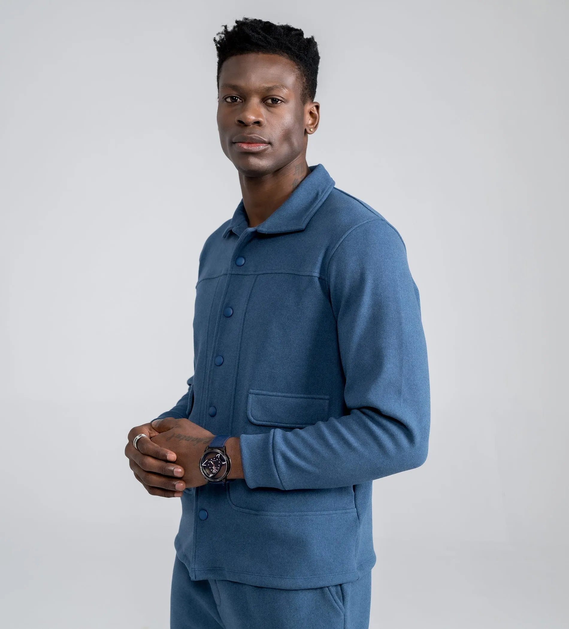 Plush Blue bonded Shacket