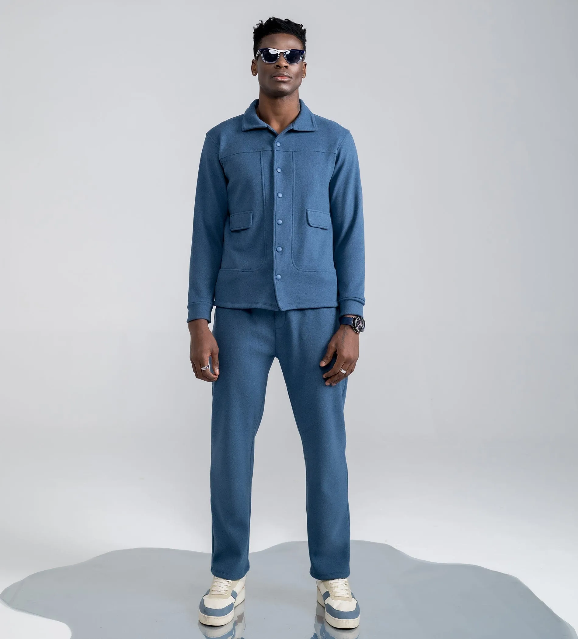 Plush Blue bonded Shacket