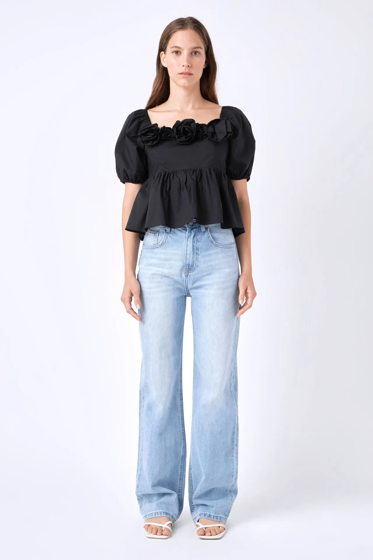 Poplin Corsage Top