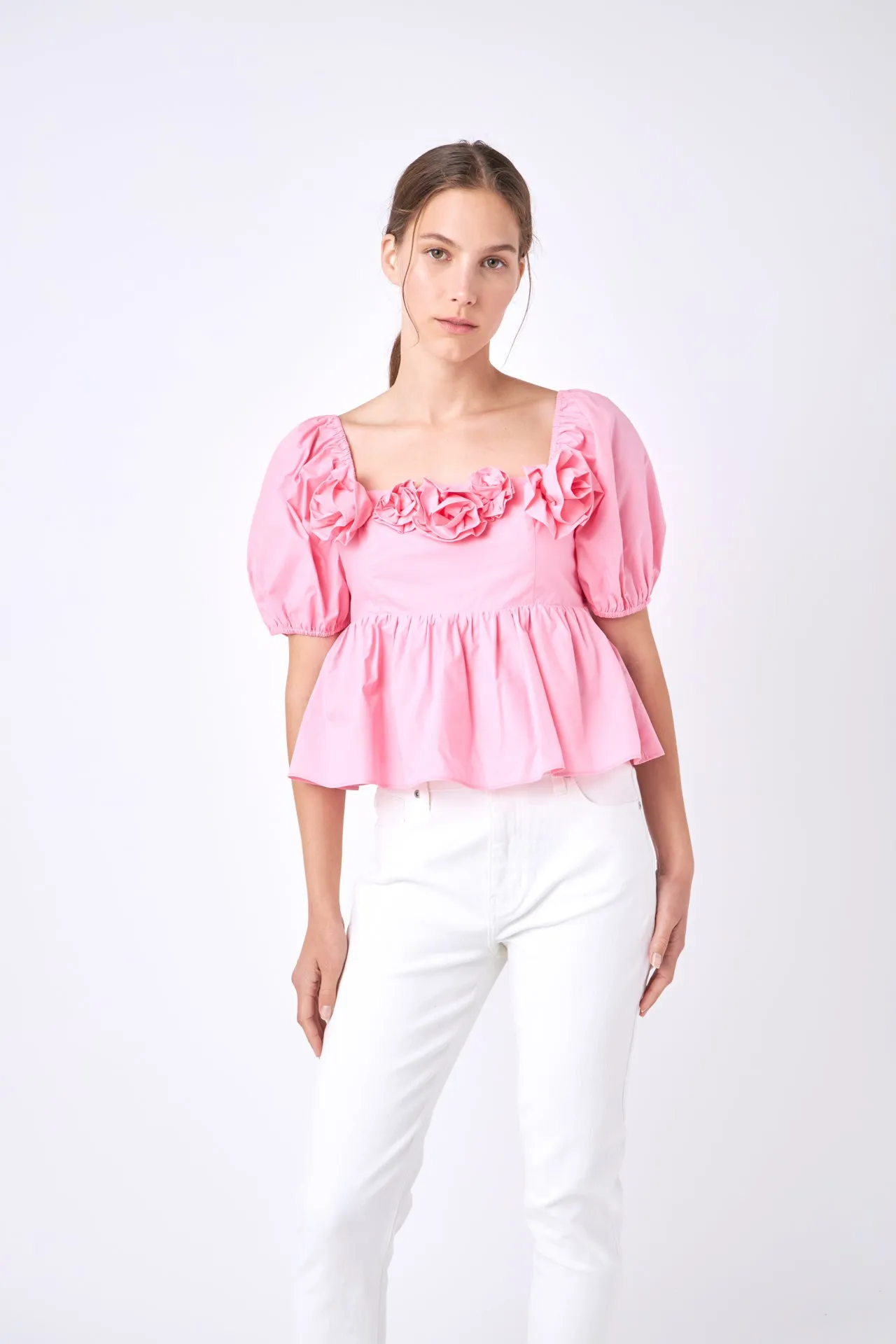 Poplin Corsage Top