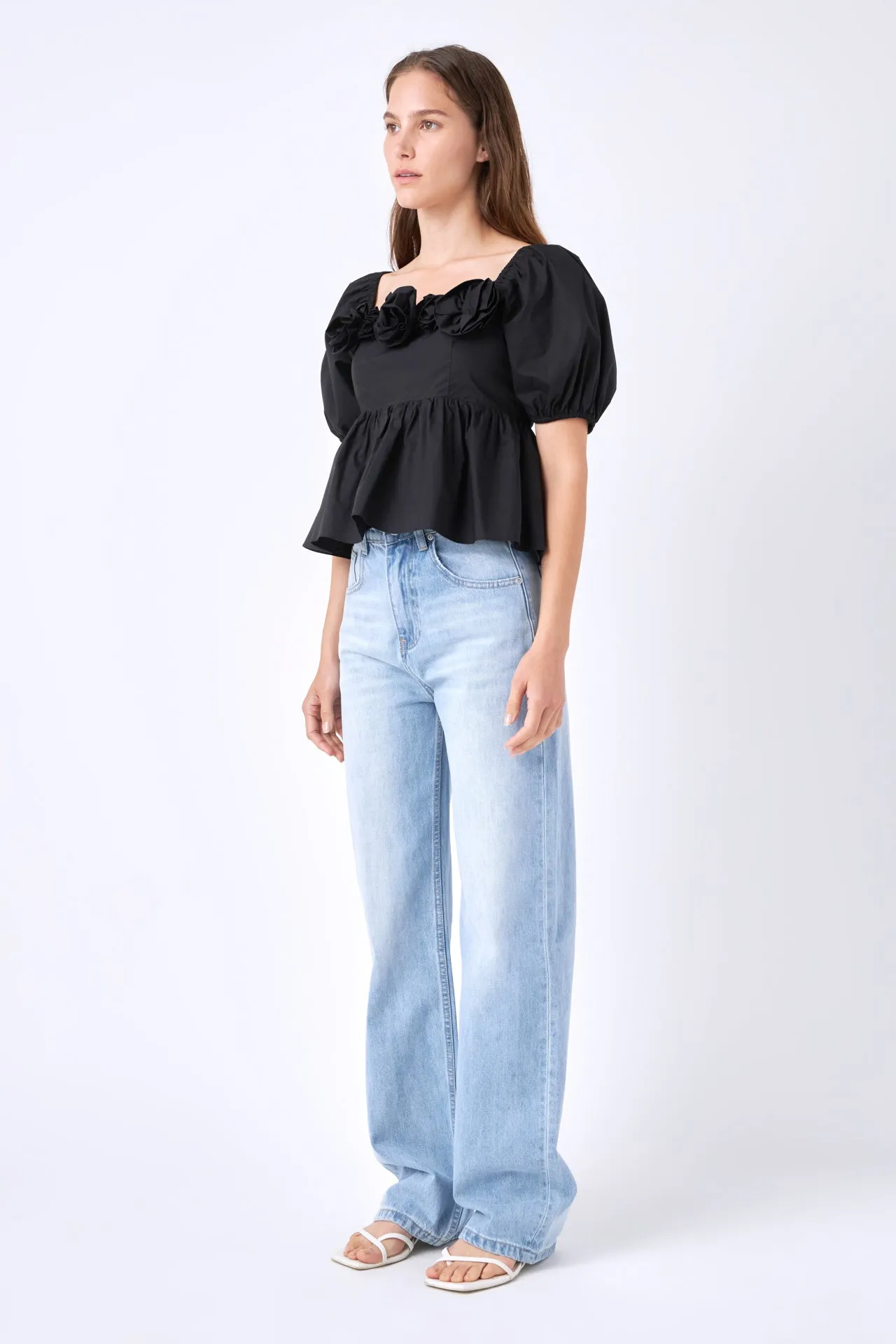 Poplin Corsage Top