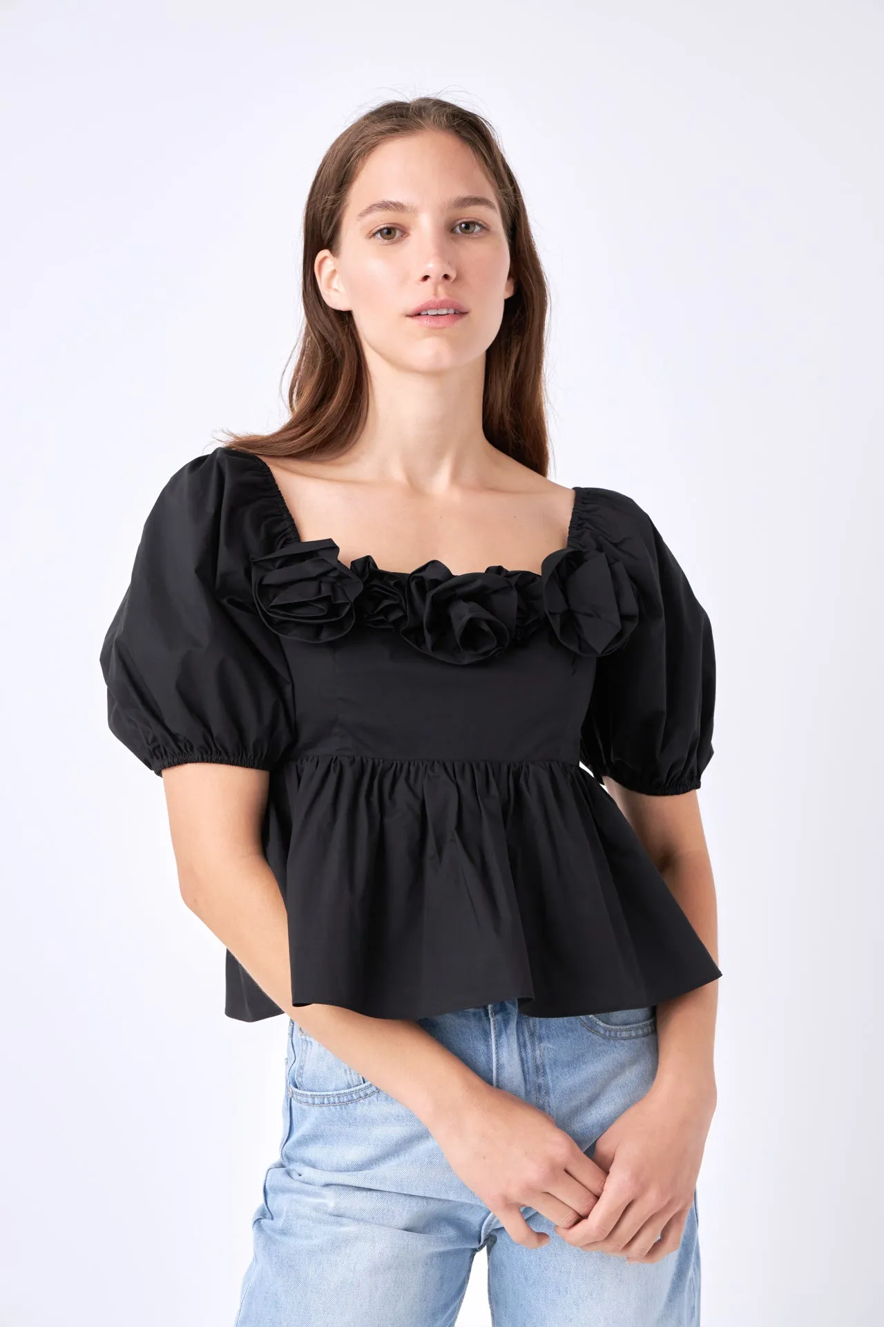 Poplin Corsage Top