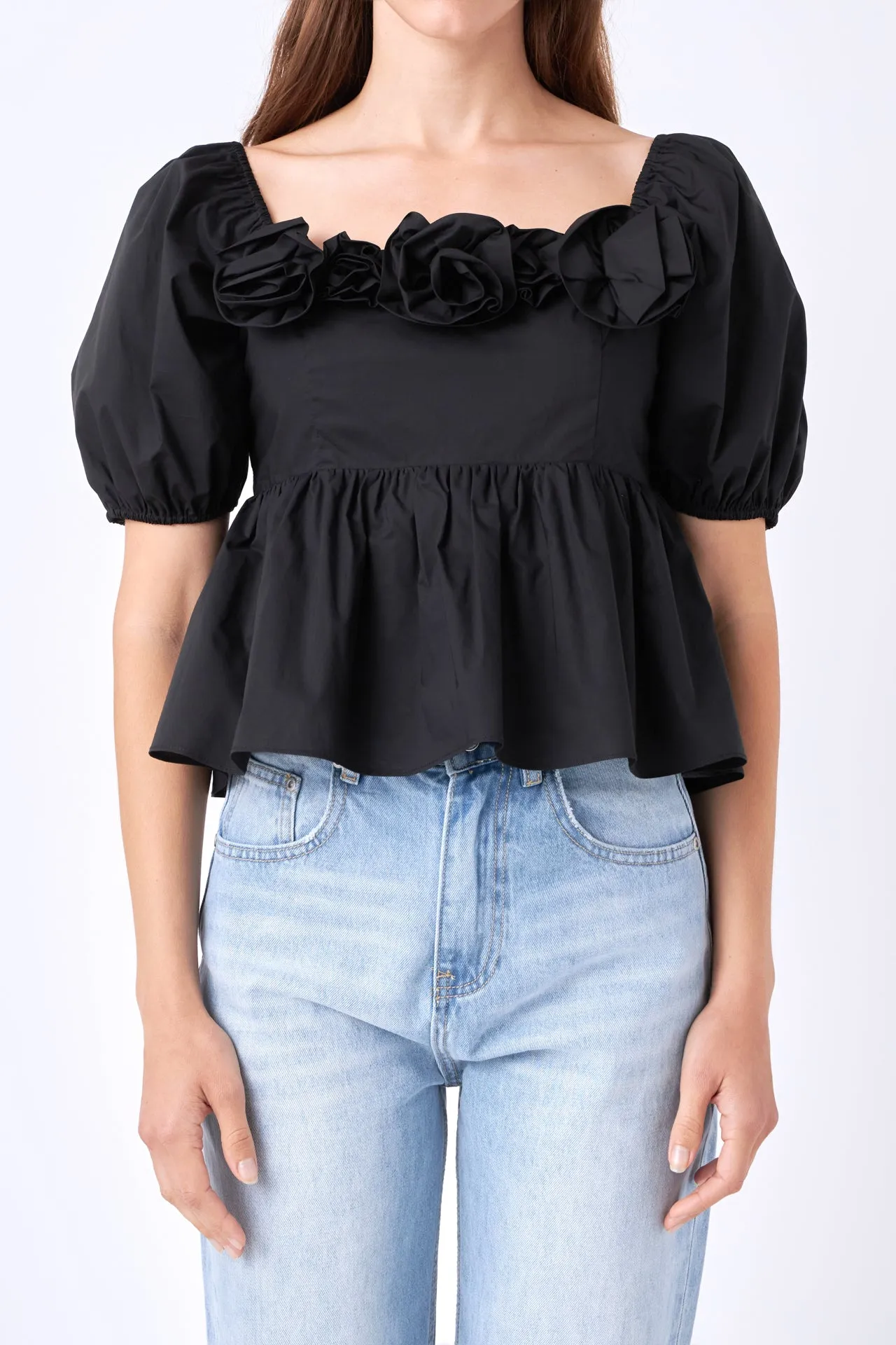 Poplin Corsage Top