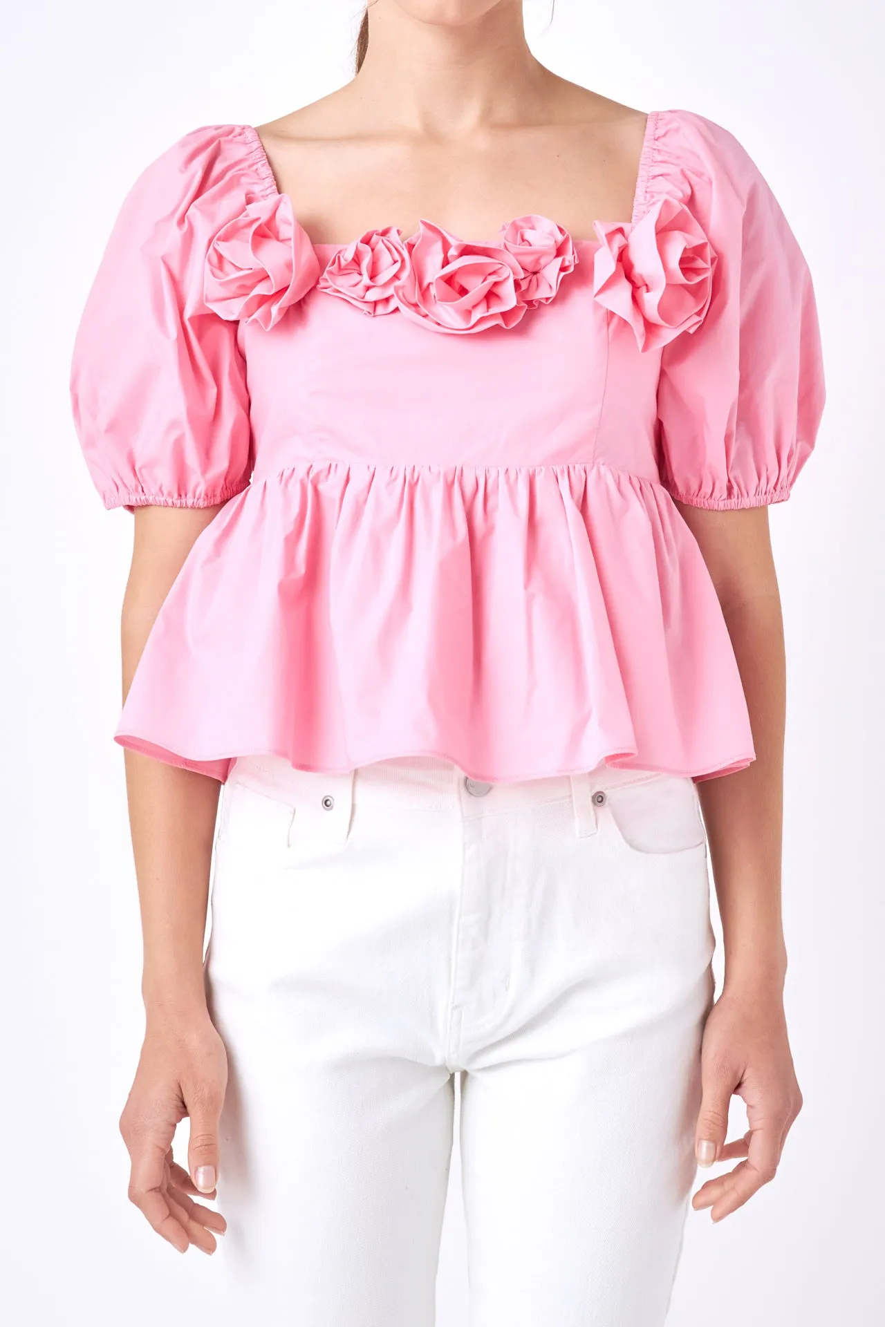 Poplin Corsage Top