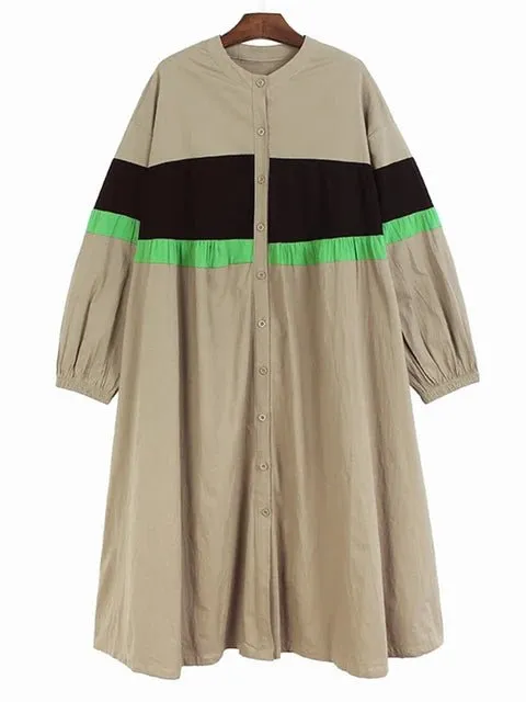 Pre Order:  Tri-Color Long Sleeve Midi Dress